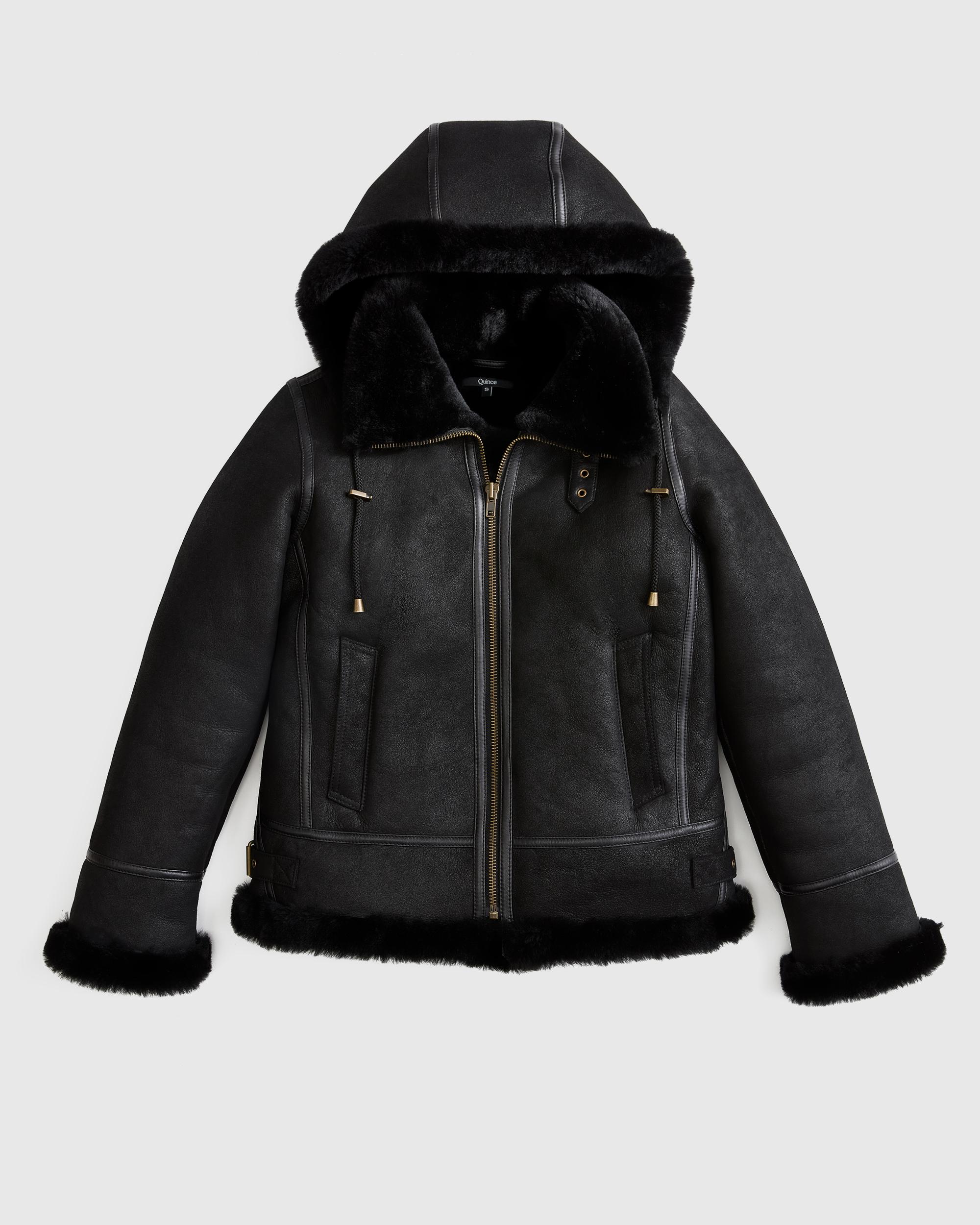 Quince | Women's 100% Shearling Cold Weather Bomber Jacket Leather Product Image