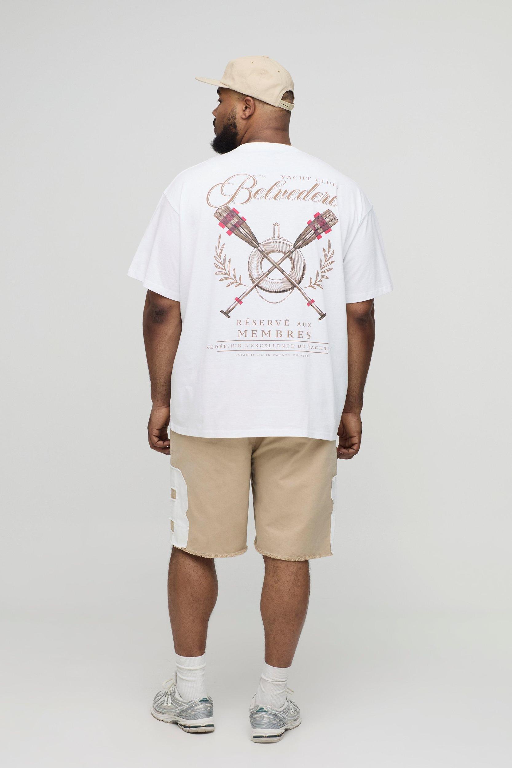 Plus Oversized Yacht Club Print T-Shirt | boohooMAN USA Product Image