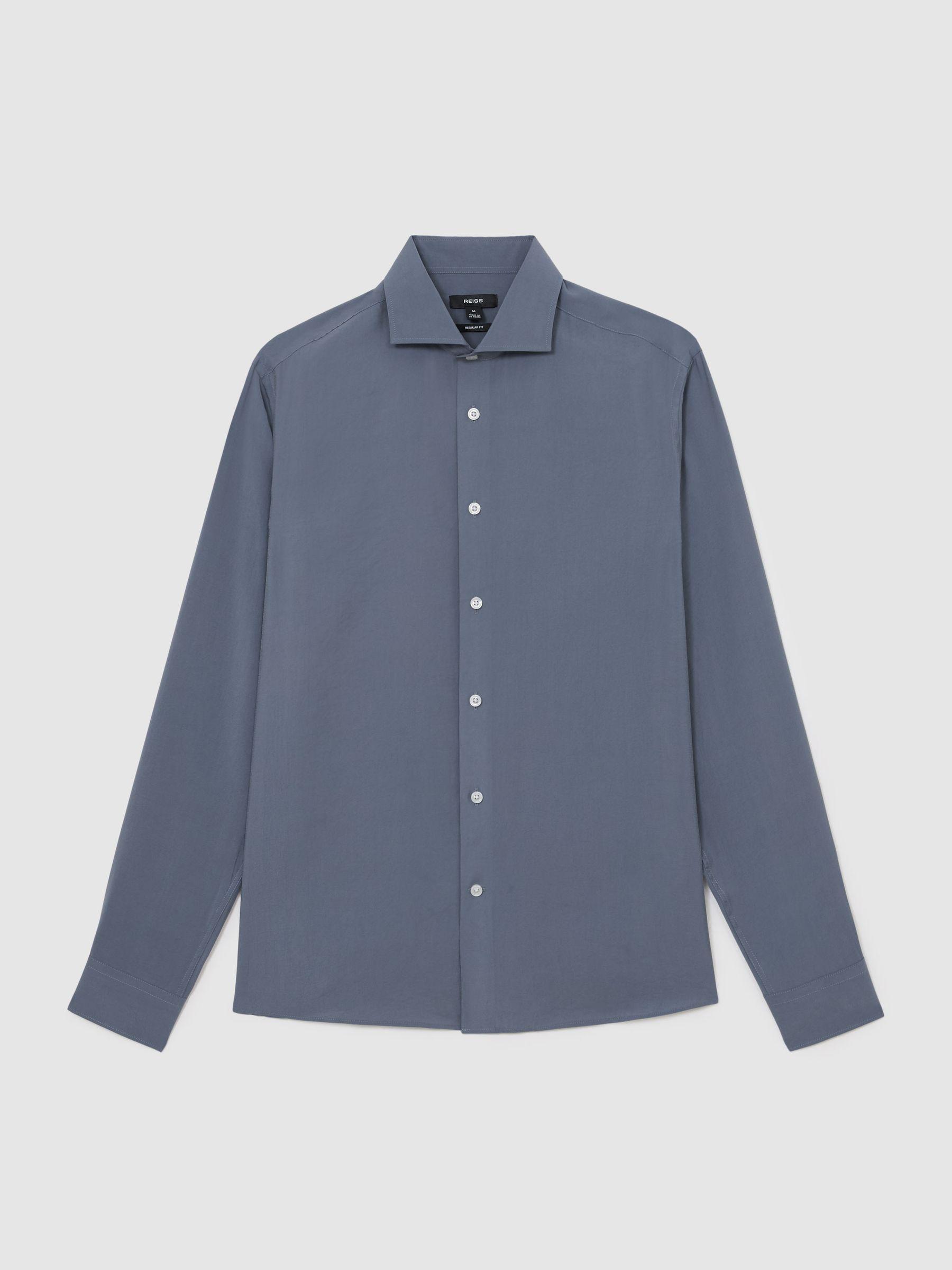 Modal-Blend Regular-Fit Shirt in Airforce Blue Product Image