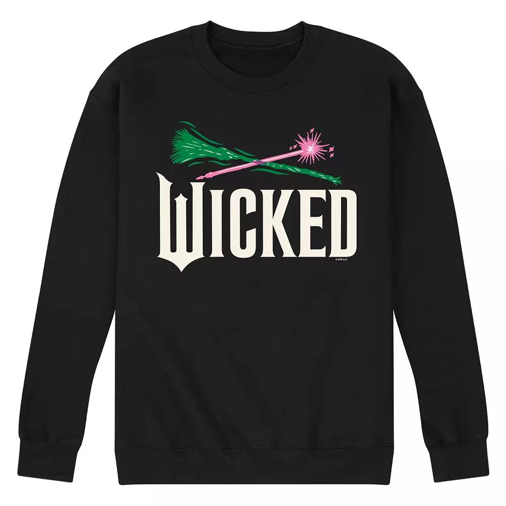 Men's Wicked For Good Logo Broomstick & Wand Fleece Sweatshirt,  Product Image