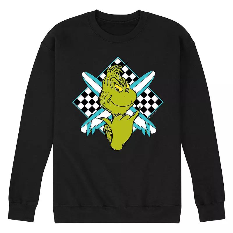 Mens Dr. Seuss The Grinch Crossed Surfboards Fleece Sweatshirt Product Image