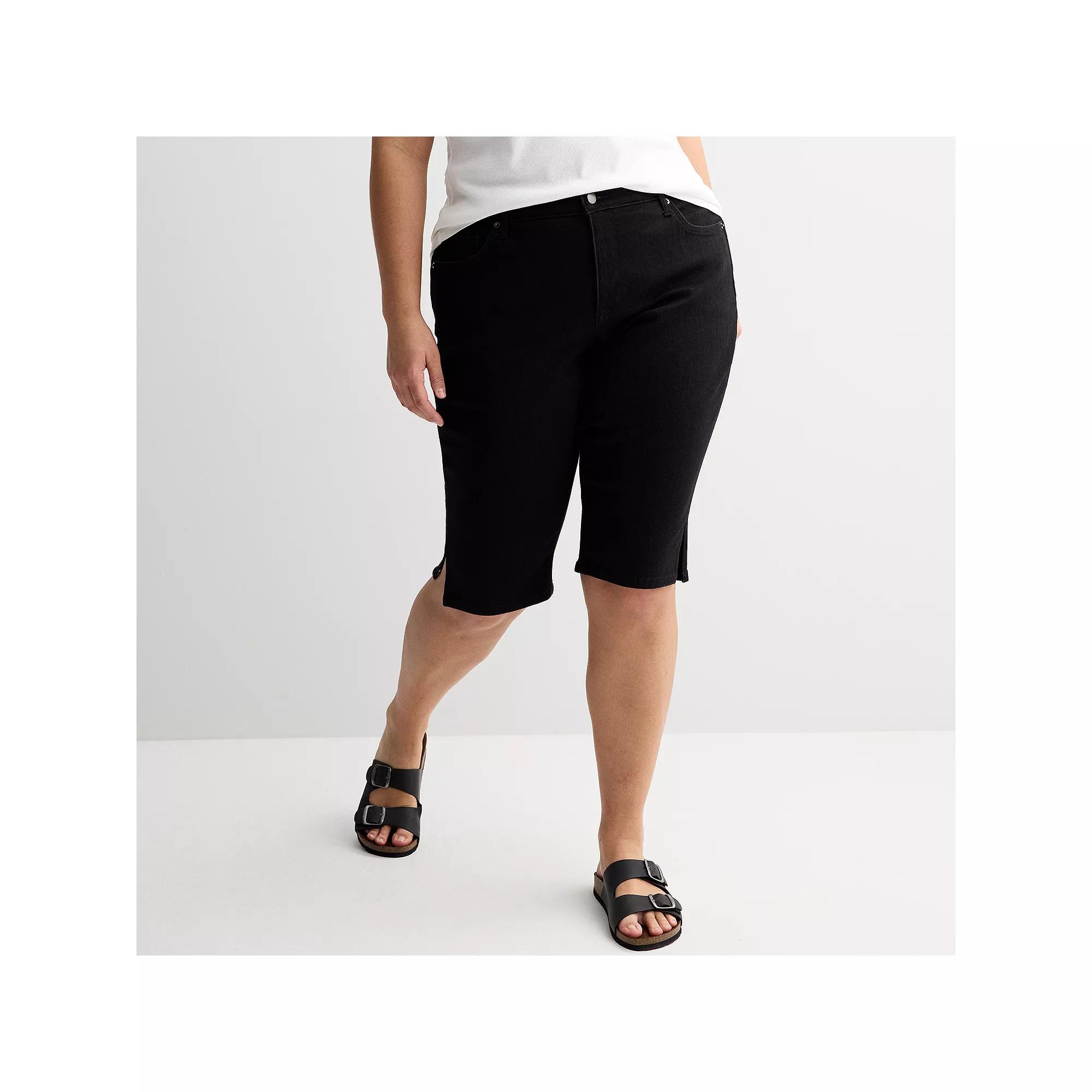 Plus Size Sonoma Goods For Life® Midrise Denim Capris, Women's, Size: 16 W, Black Product Image