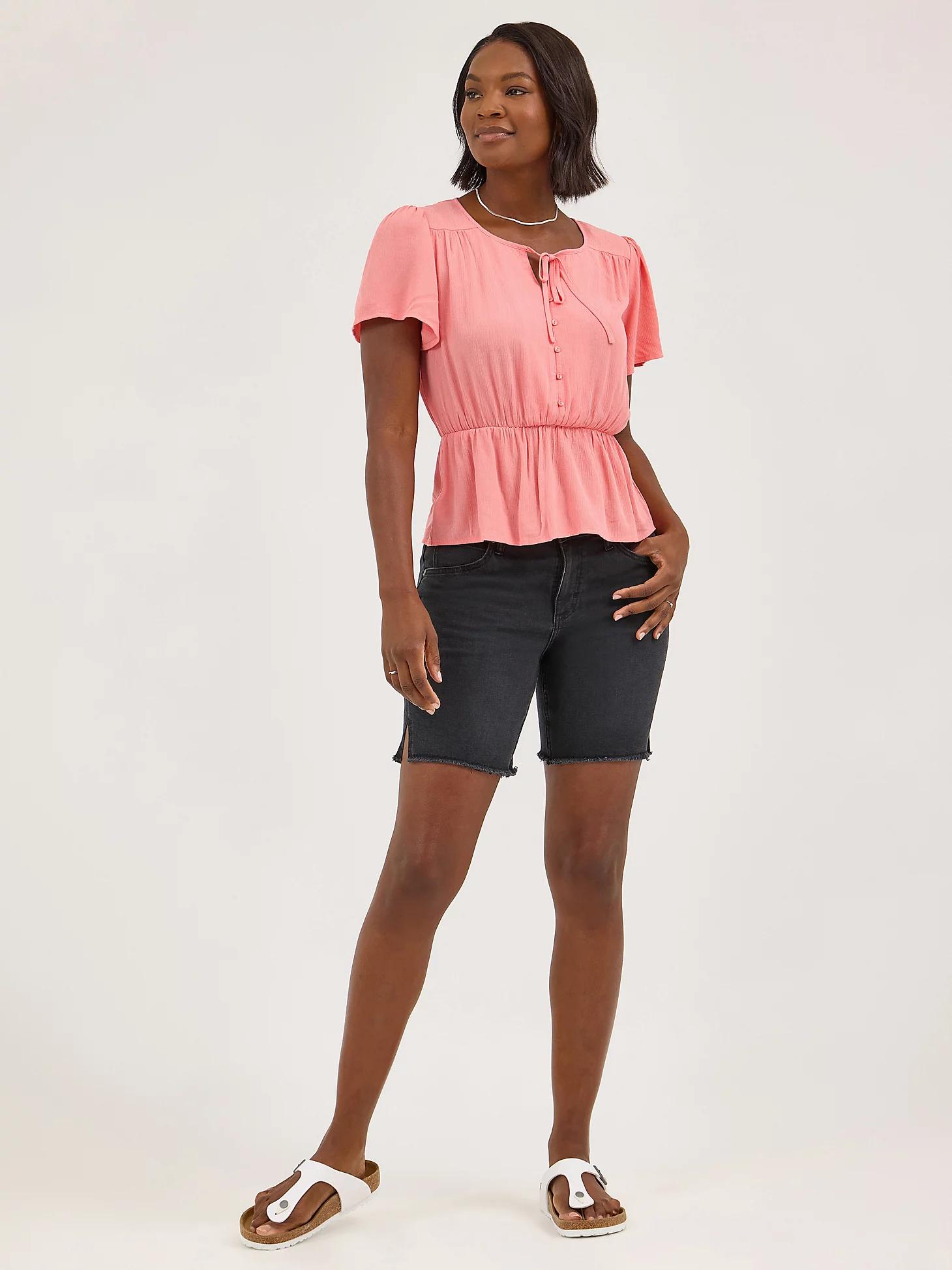 Women's Button Front Peplum Blouse | Women's Tops & Tees | Lee® Product Image