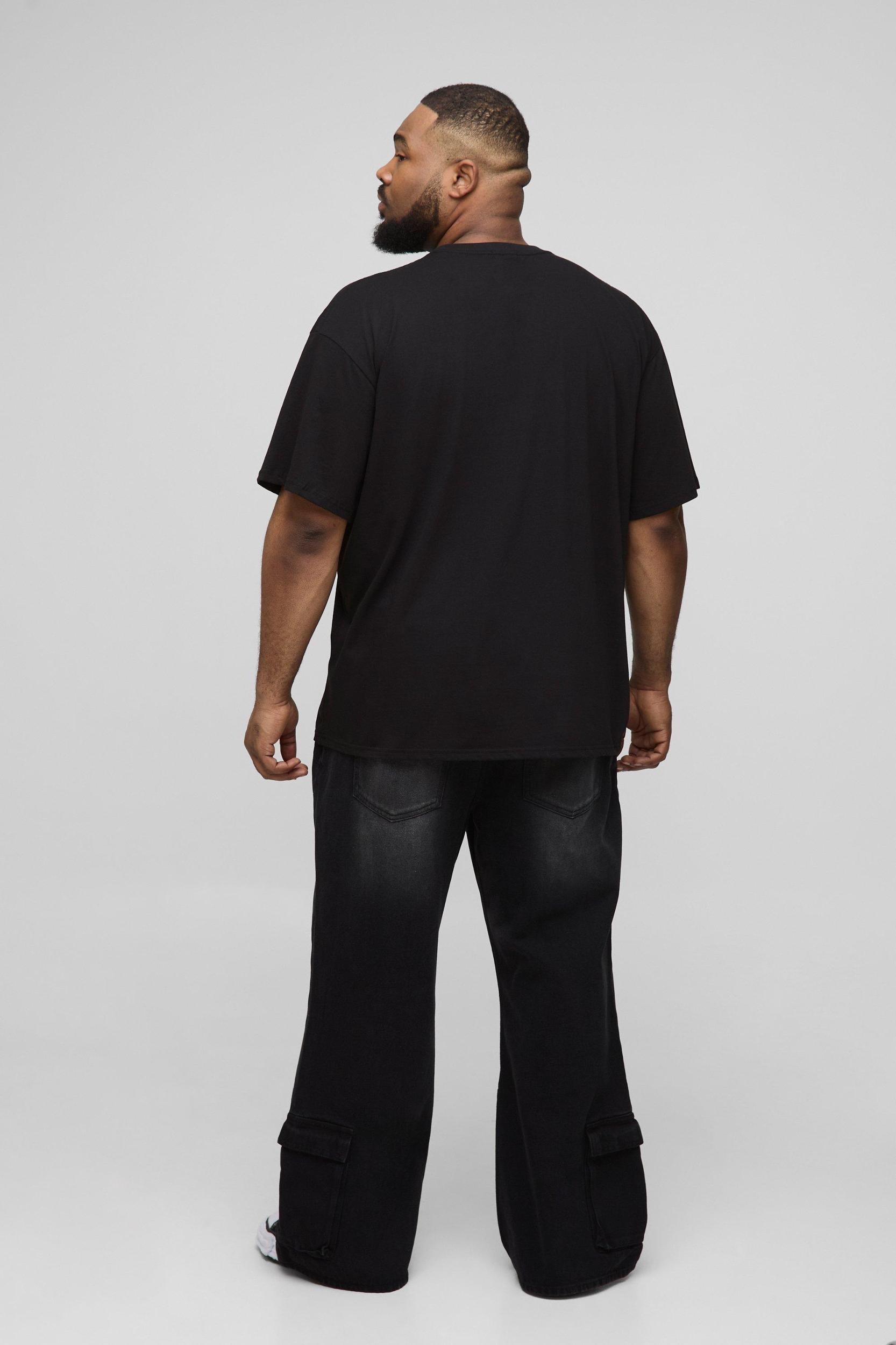Plus Cargo Hem Relaxed Flare Jeans | boohooMAN USA Product Image