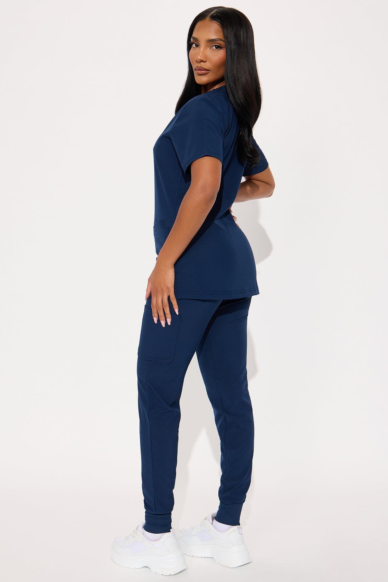 Daily Clock In 4 Way Stretch Uniform Scrub Jogger Set - Navy Product Image