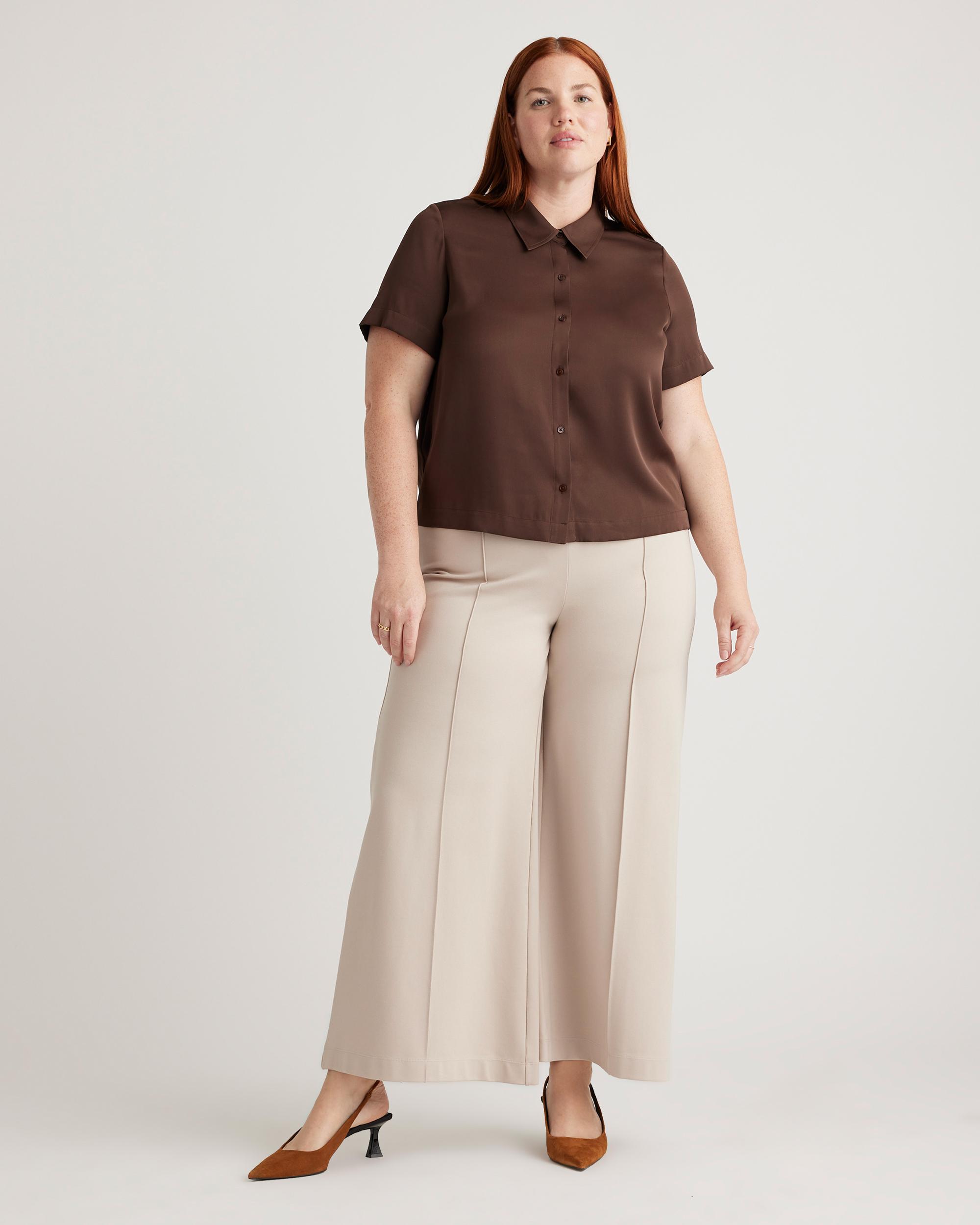 Quince | Women's Washable Stretch Silk Short Sleeve Blouse Product Image