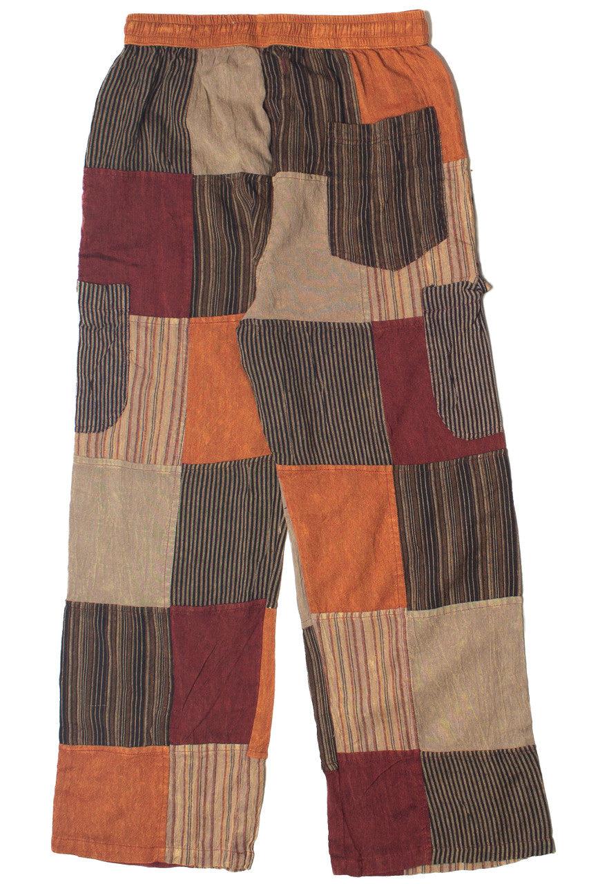 Rust Striped Patchwork Pants Product Image