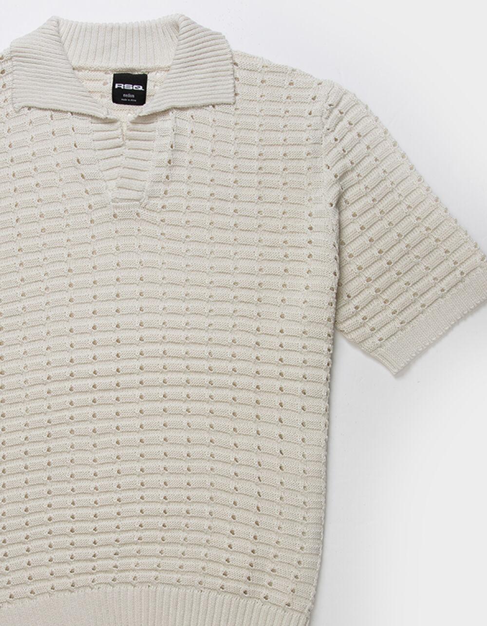 RSQ Mens Sweater Polo Shirt - OFF WHITE Product Image