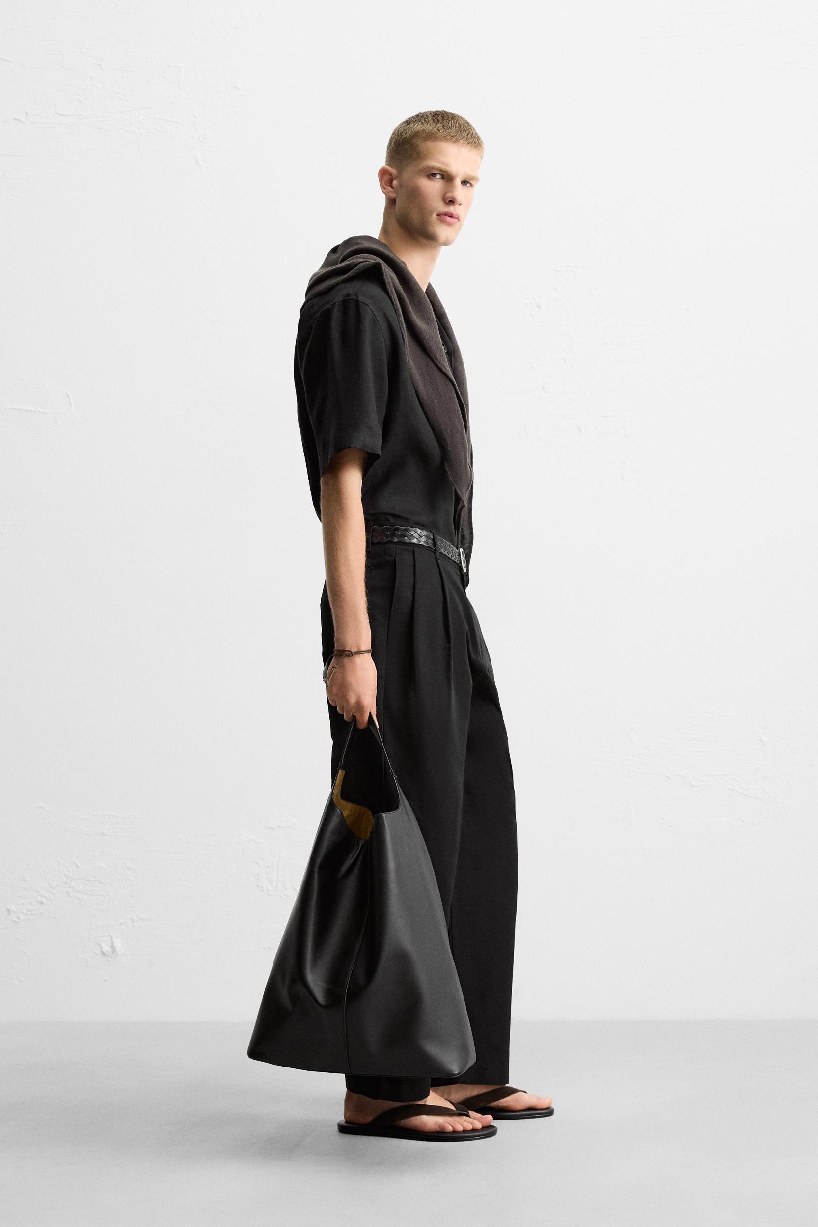 COTTON - LINEN PLEATED PANTS Product Image