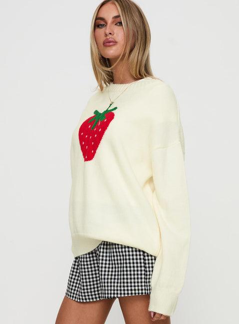 Living Is Easy Knit Sweater White Product Image