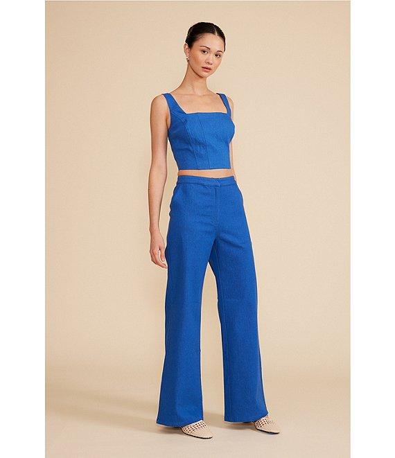 Lucy Paris Coordinating Renna Square Neck Sleeveless Denim Crop Top Product Image