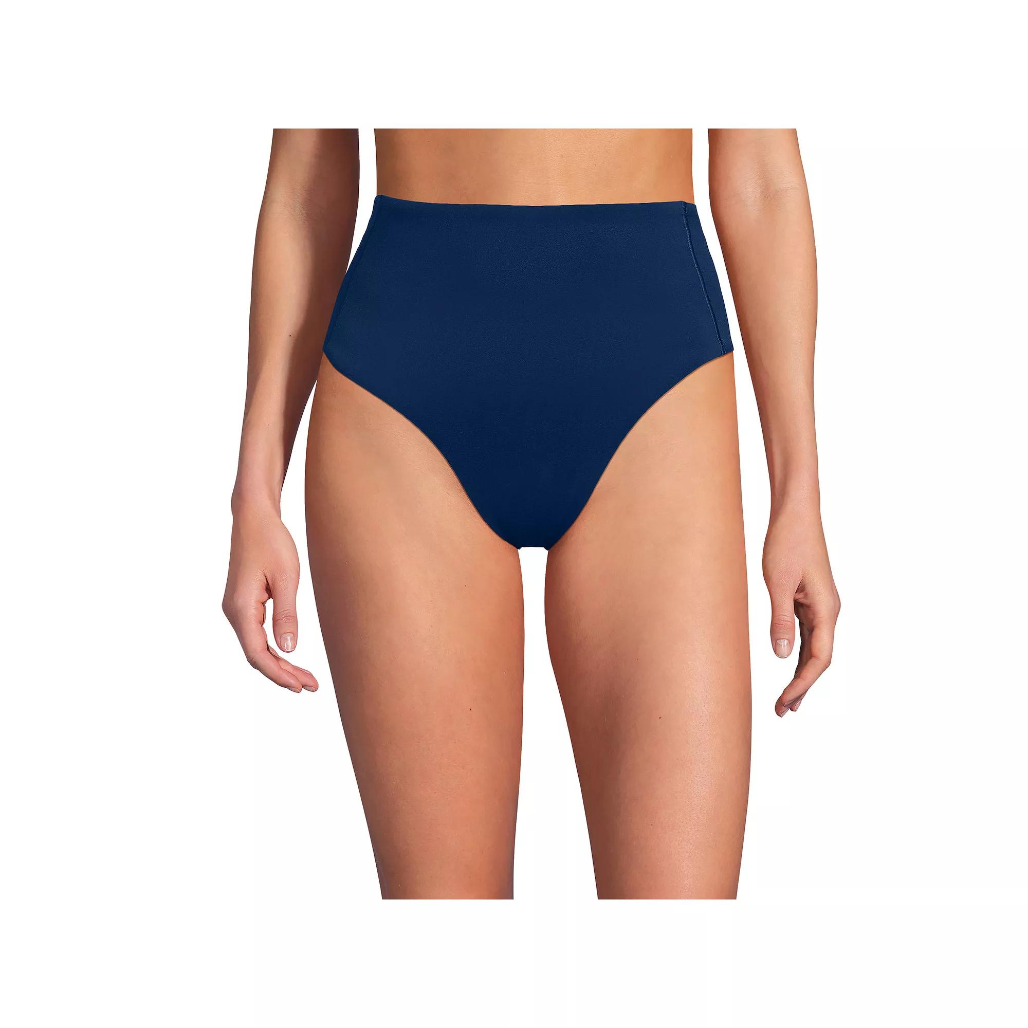 Women's Lands' End High Waisted High Leg Bikini Bottoms,  Product Image