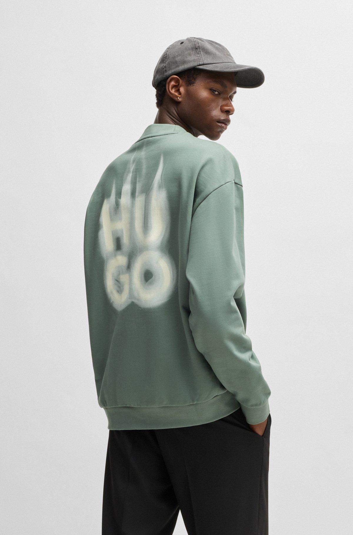 Cotton-terry sweatshirt with stacked smoke logo prints Product Image