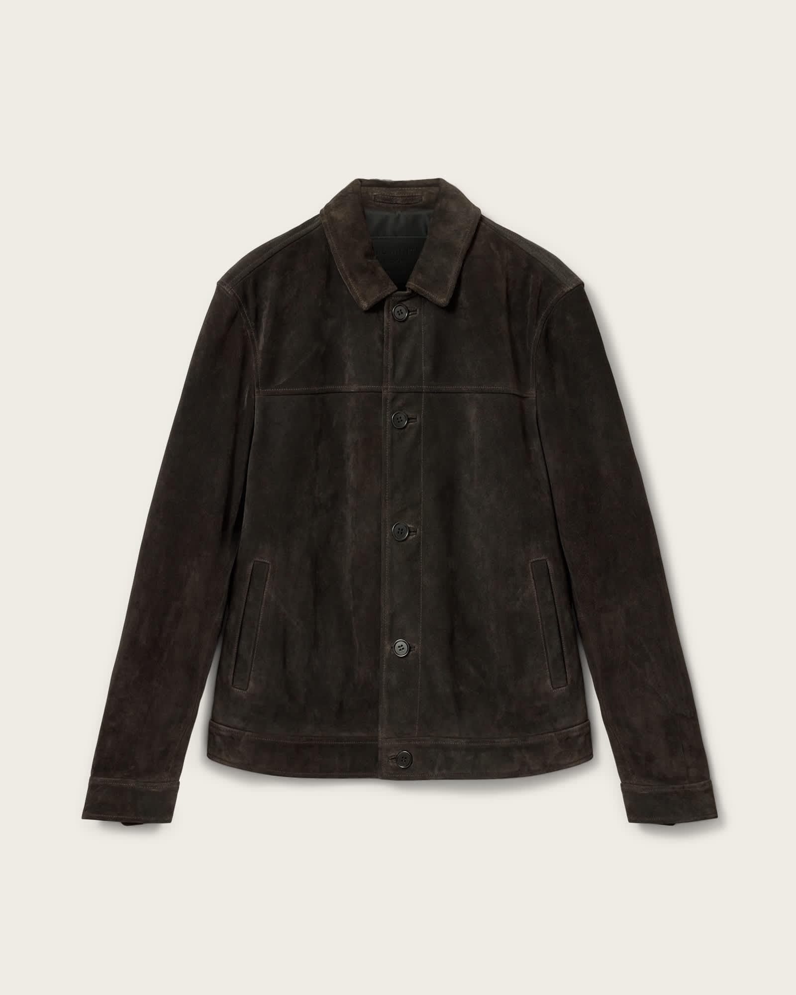 Nates Suede Slim Fit Jacket TANNER BLACK | ALLSAINTS US Product Image