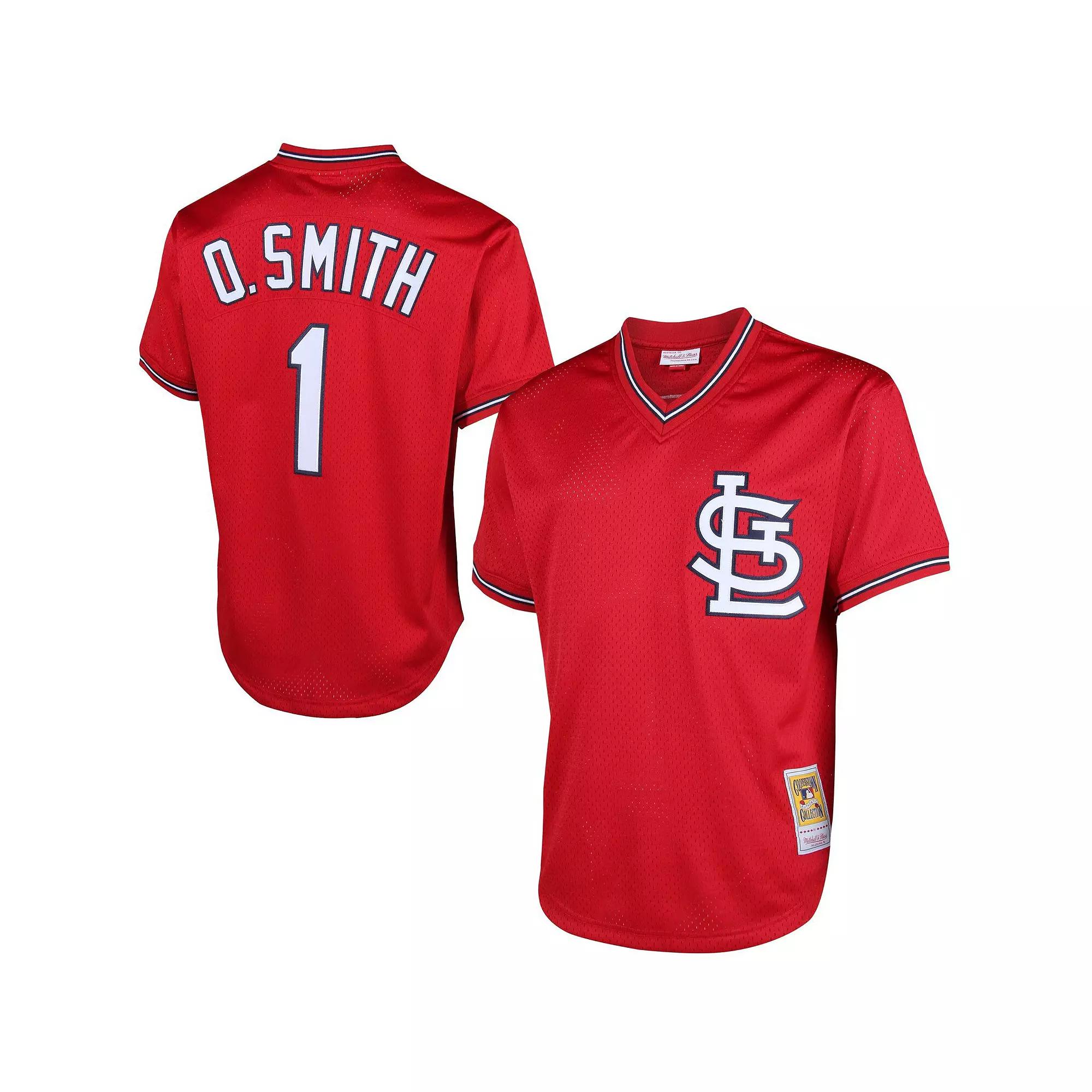 Men's Mitchell & Ness Ozzie Smith Red St. Louis Cardinals Cooperstown Mesh Batting Practice Jersey,  Product Image