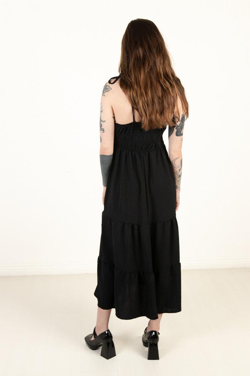 Black Elastic Empire Waist Maxi Dress Product Image