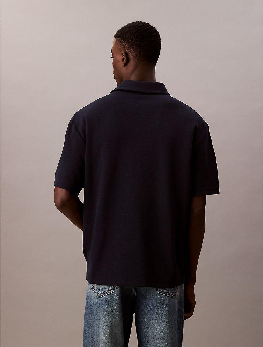 Textured Flat Rib Relaxed Polo Shirt Product Image