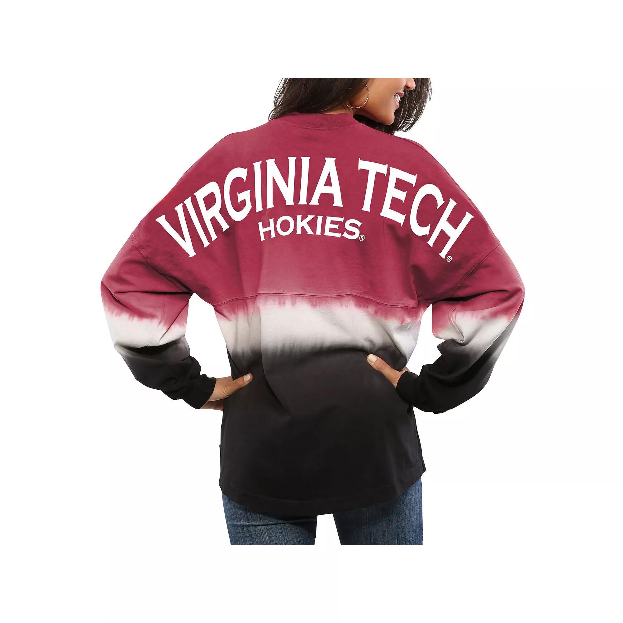 Women's Maroon Virginia Tech Hokies Ombre Long Sleeve Dip-Dyed Spirit Jersey,  Product Image