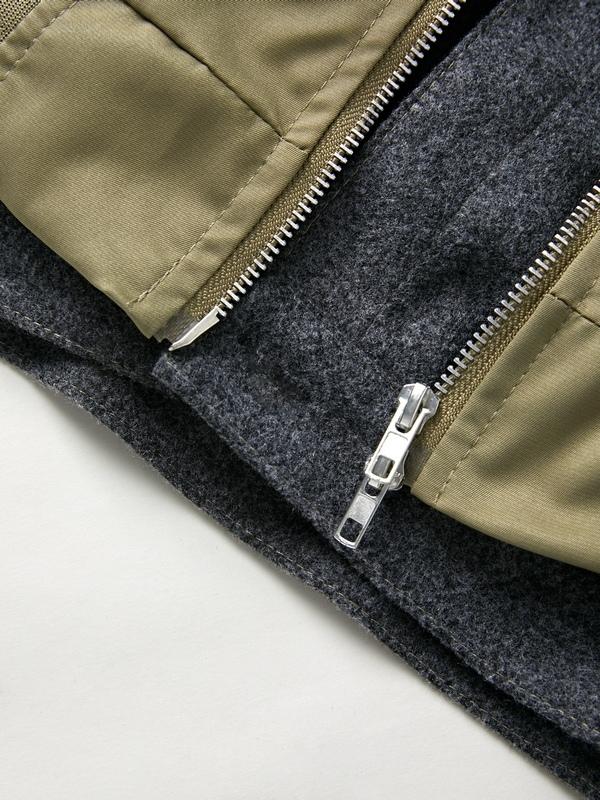 Men's Vintage Fake Two Piece Splice Bomber Jacket Product Image