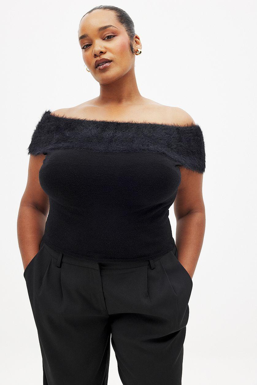 Off Shoulder Fuzzy Top Product Image