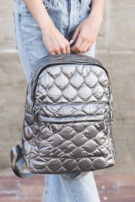 Jade Metallic Puffer Backpack Product Image