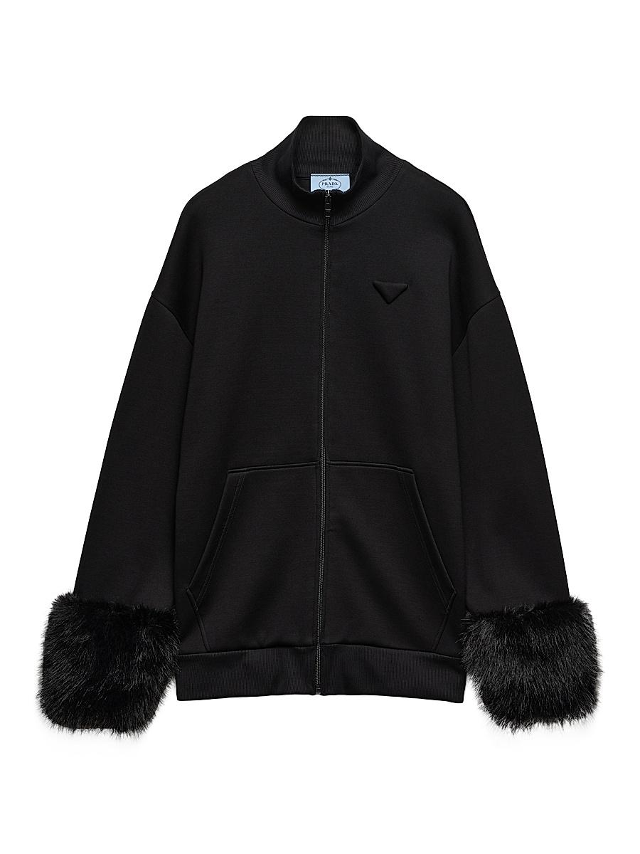 Womens Double Fleece High Neck Blouson Sweatshirt Product Image