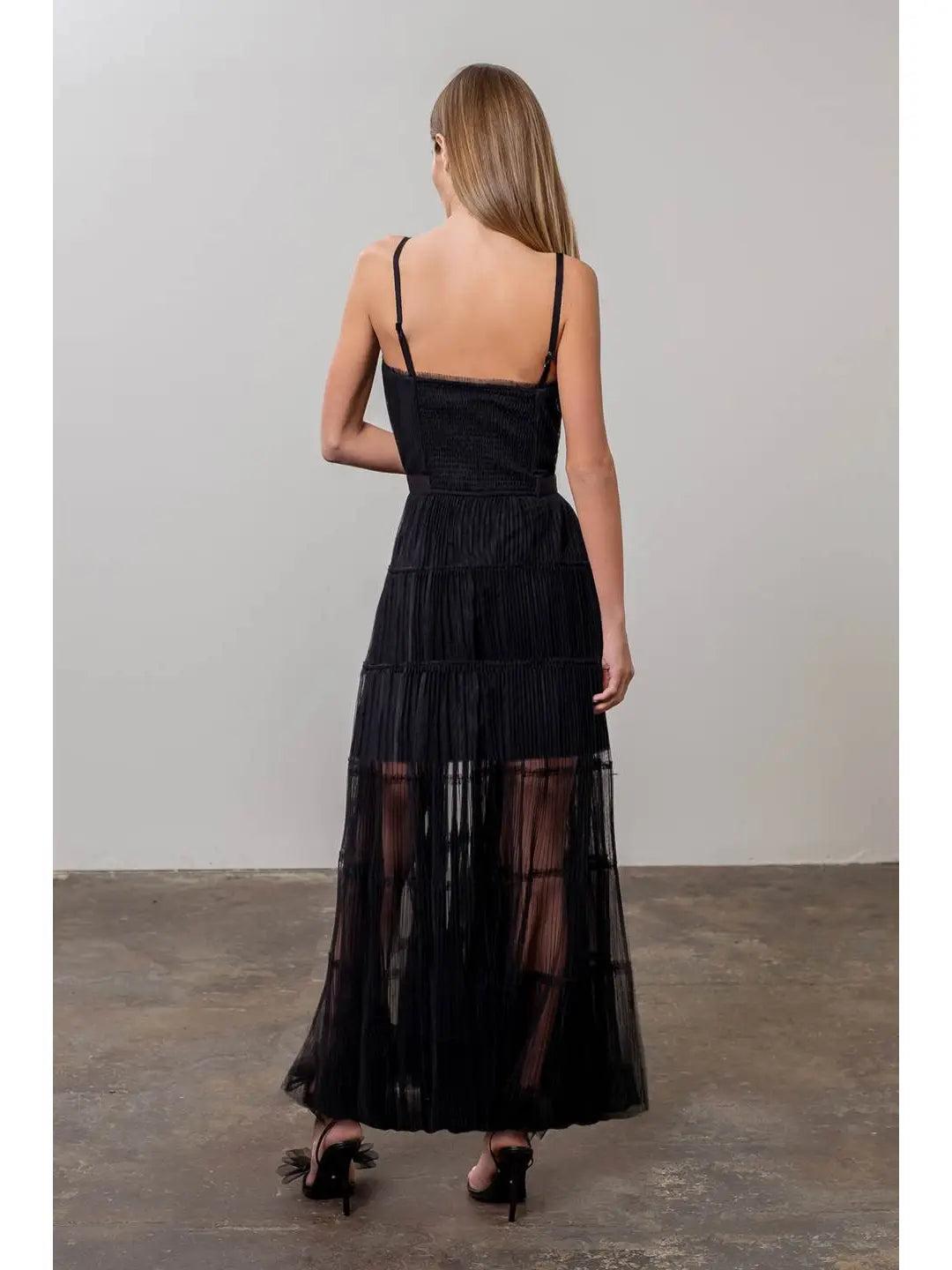 Pleated Tulle Tiered Dress Product Image