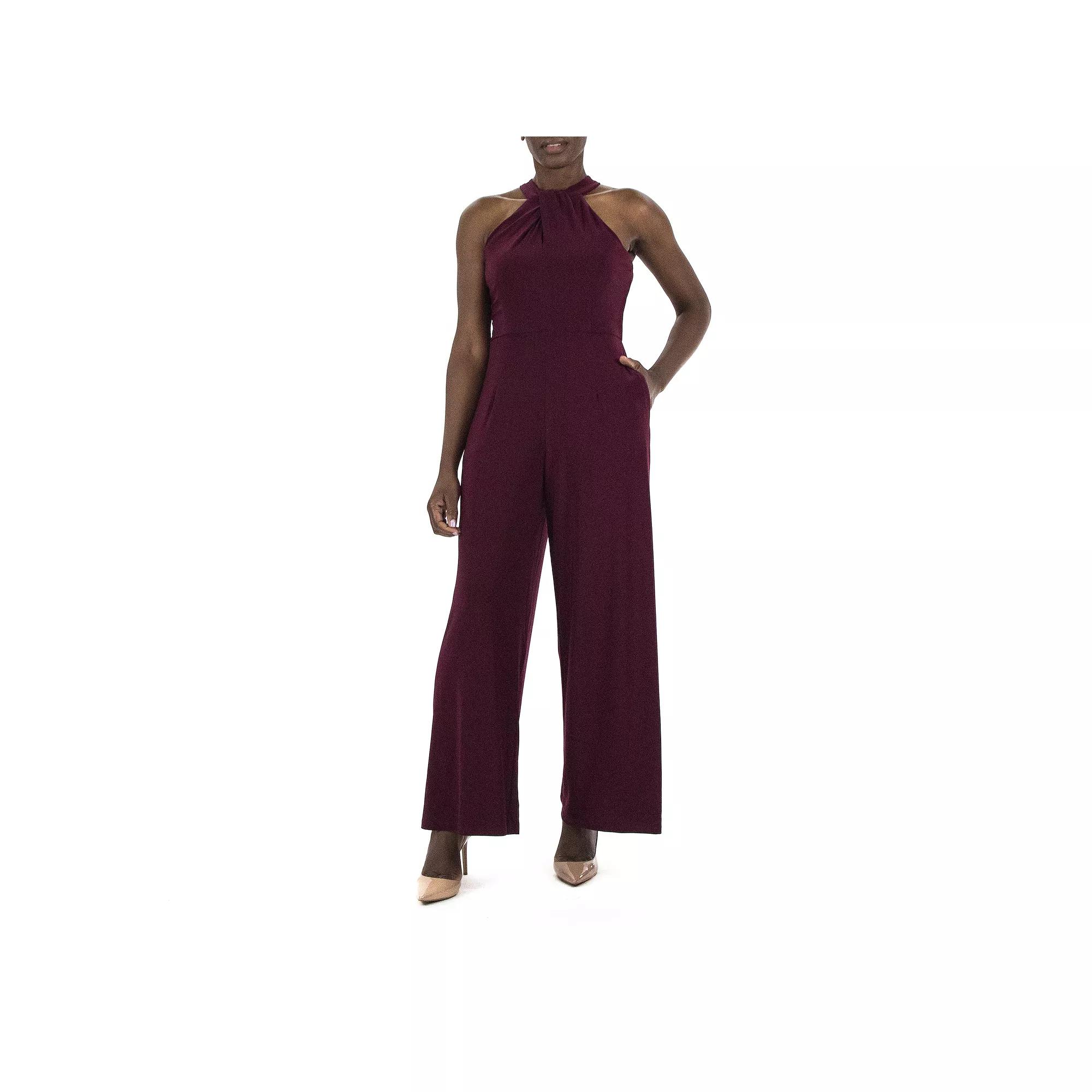 Women's Nina Leonard Wide-Leg Halter Jumpsuit,  Product Image