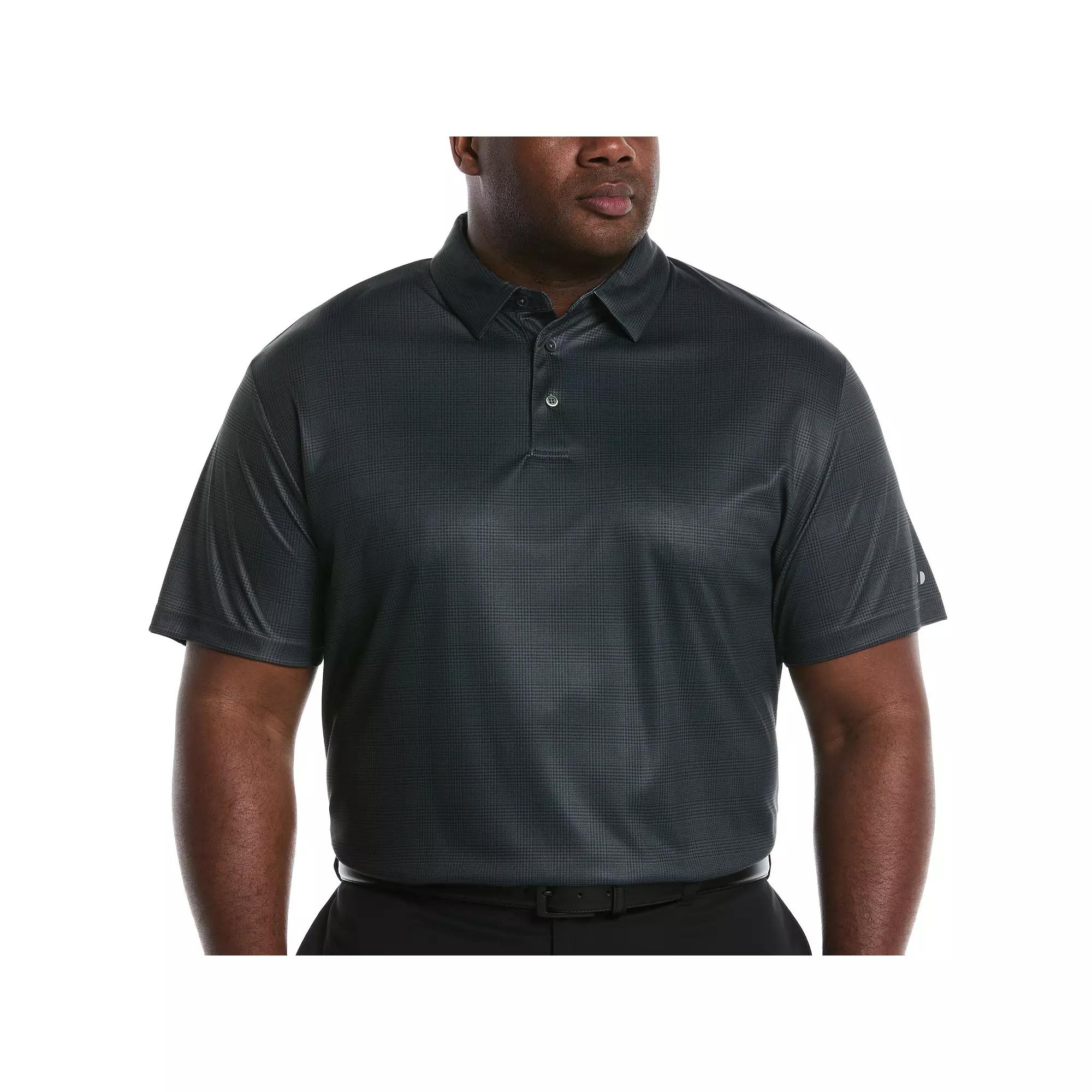 Big & Tall Grand Slam Printed Plaid Short Sleeve Golf Polo Shirt, Men's, Size: XXL Tall, Black Product Image