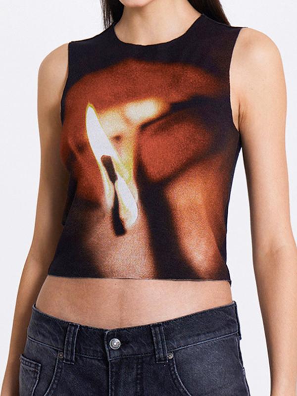 Round Neck Sleeveless Tank Top Product Image