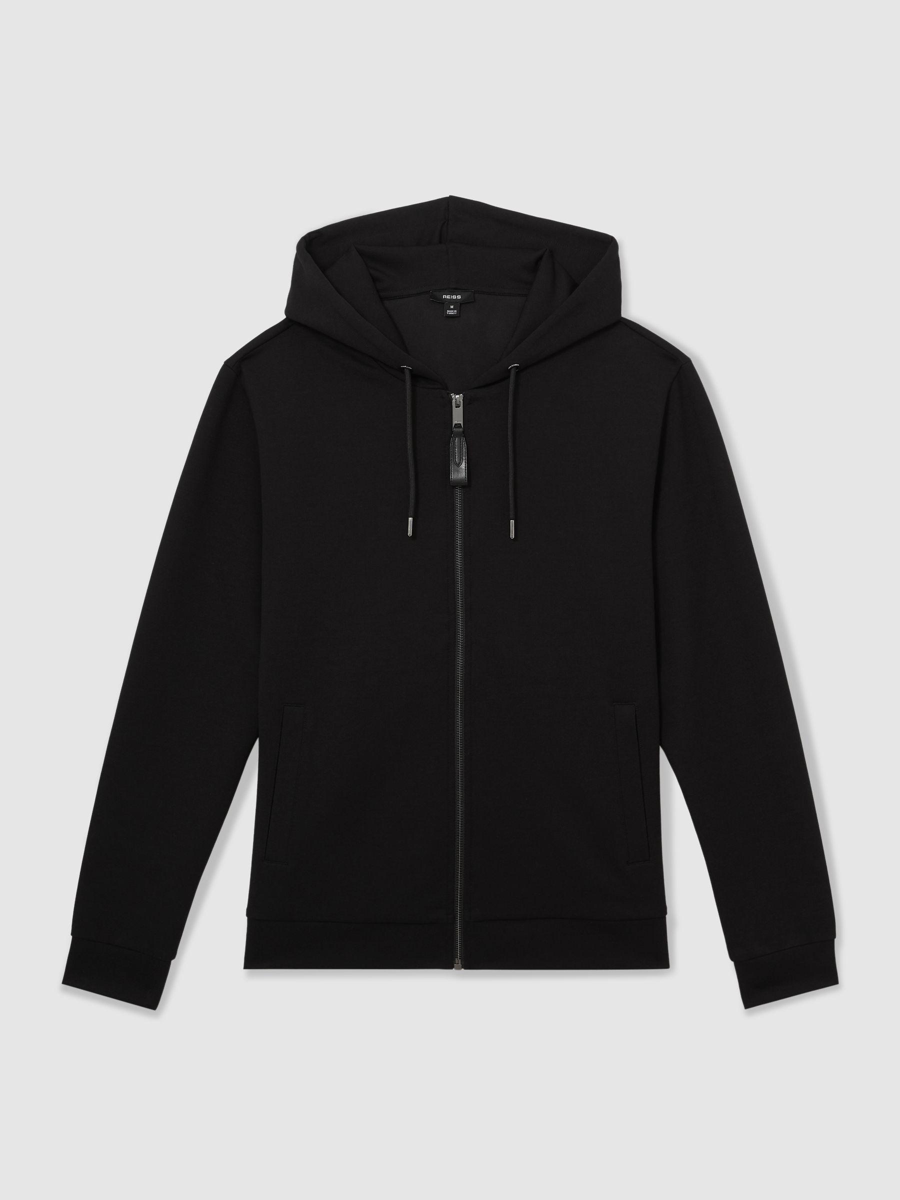 Interlock Zip-Through Hoodie in Black Product Image