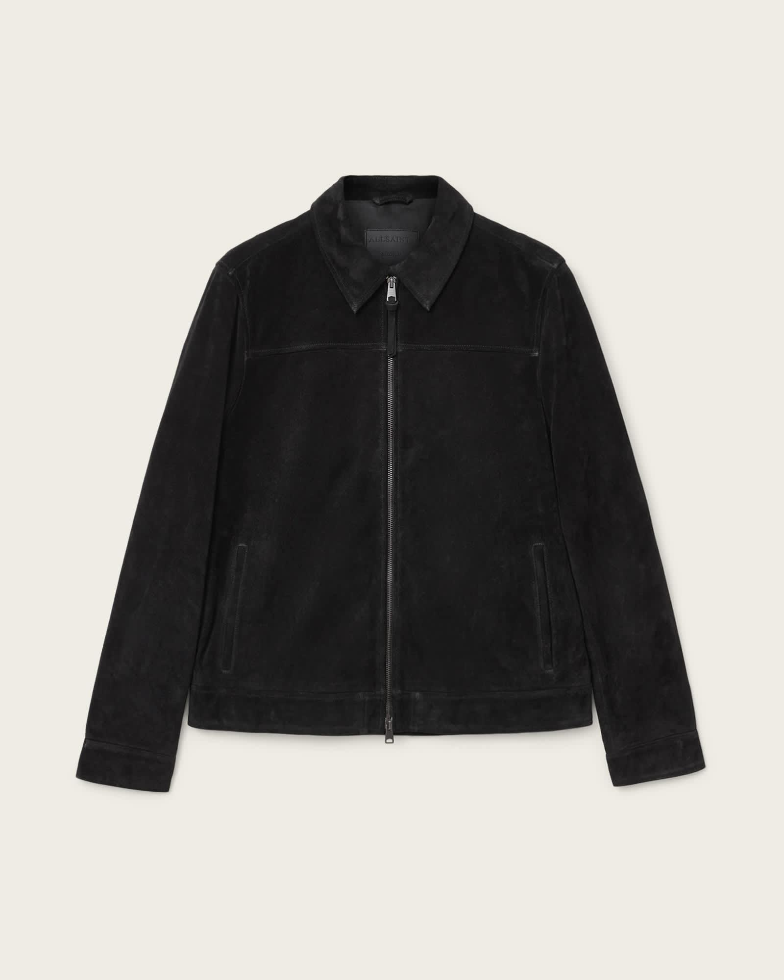 Rhone Suede Jacket Black | ALLSAINTS US Product Image