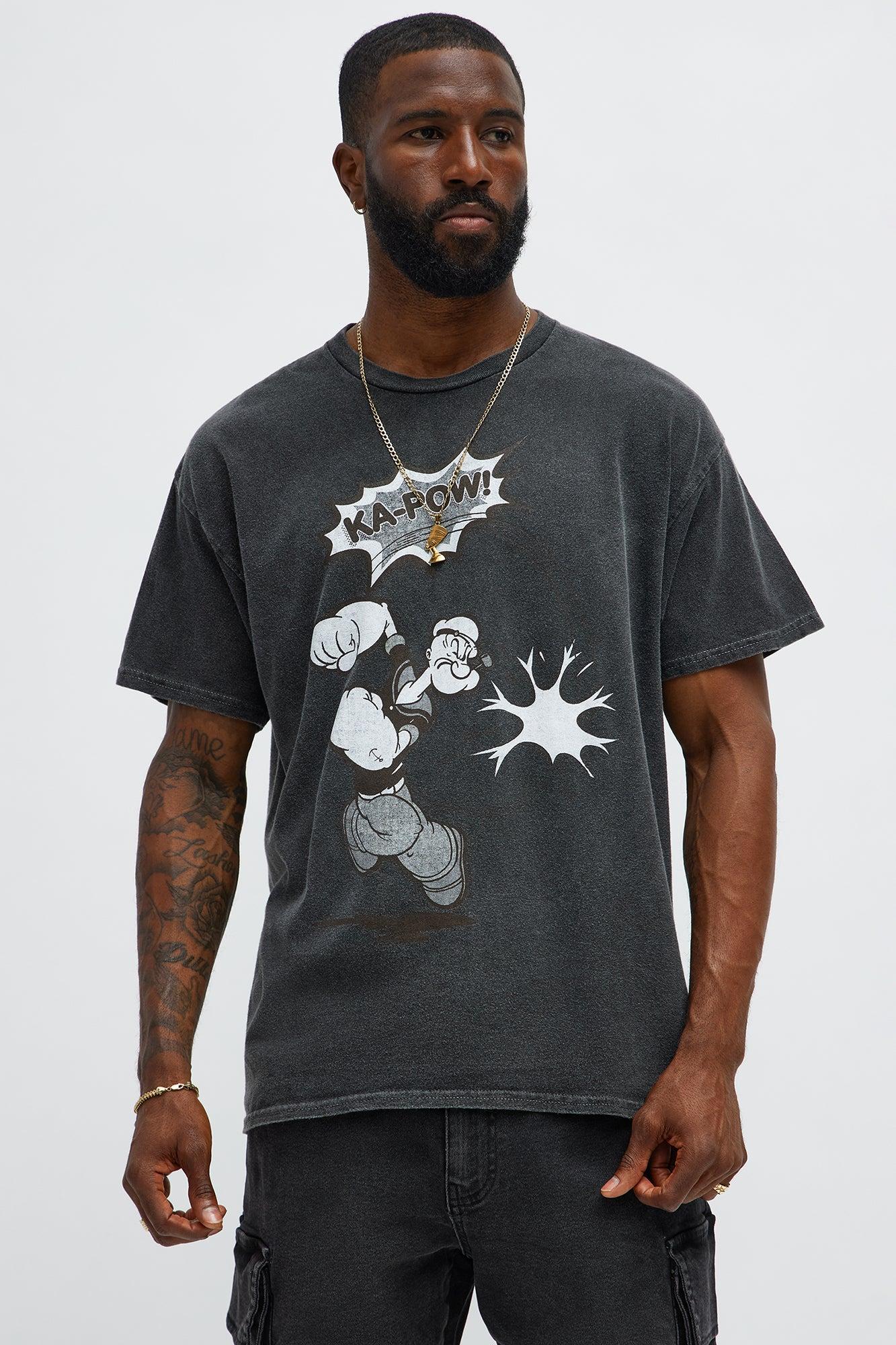 Popeye The Knock-Out Man Short Sleeve Tee - Black Wash Male Product Image