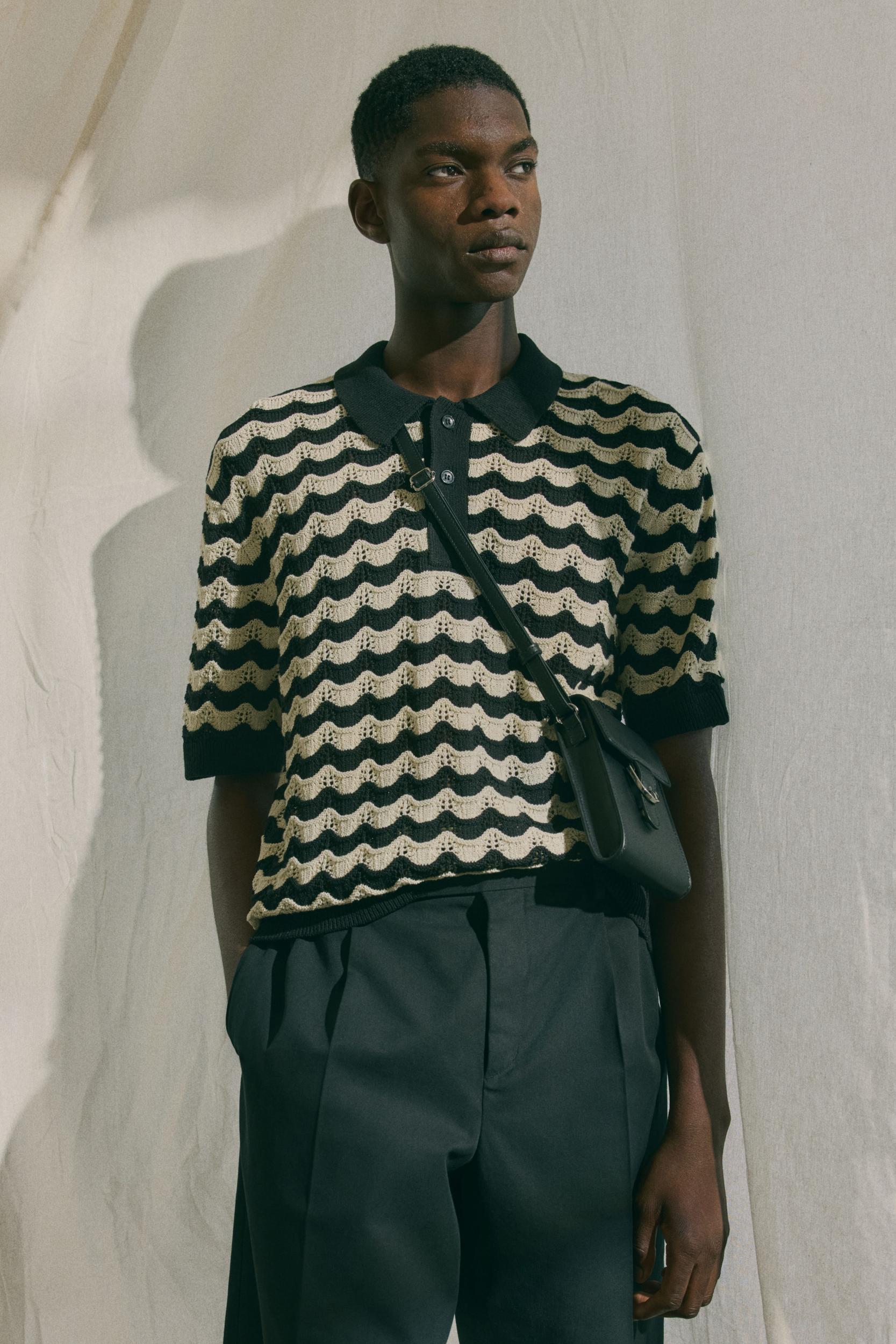 Regular-Fit Pointelle-Knit Polo Shirt Product Image