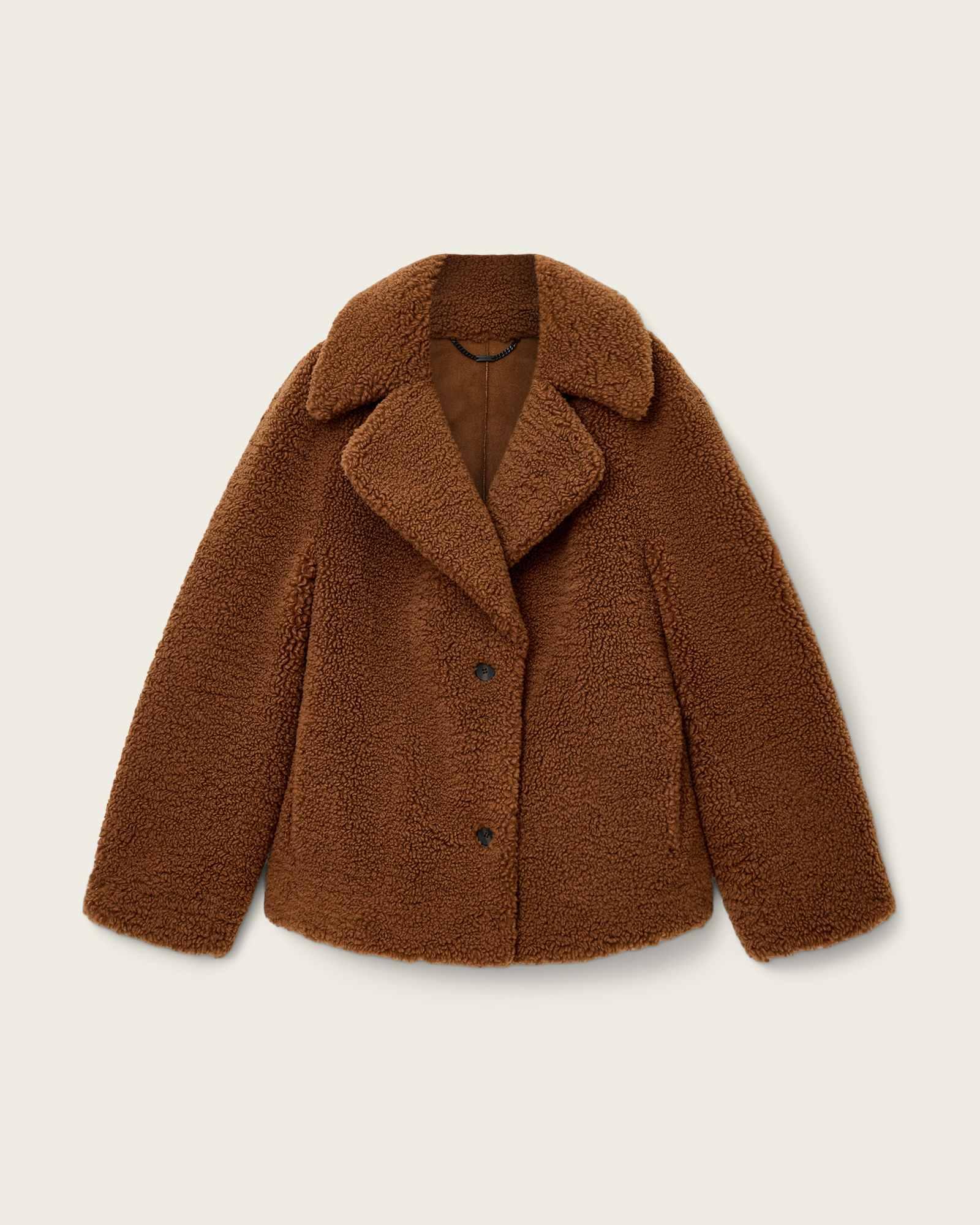 Eddie Faux Teddy Jacket COGNAC BROWN | ALLSAINTS US Product Image