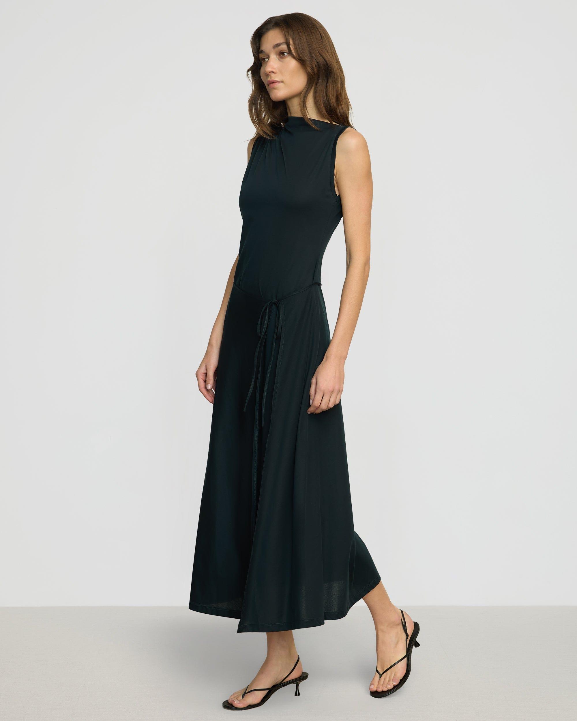 Amelia Asymmetric-Neck Wrap Dress Product Image