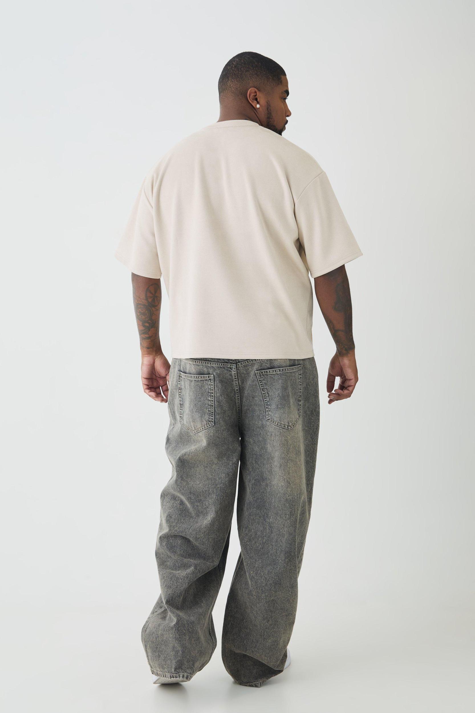 Tall Oversized Boxy Faux Suede T-Shirt | boohooMAN USA Product Image