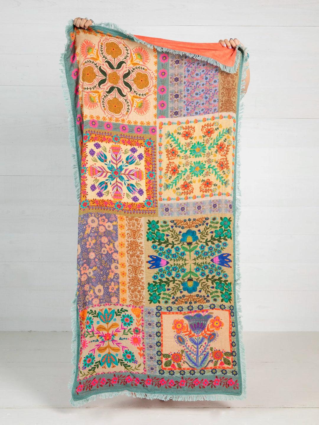 Shabana Beach Towel - Mandala Folk Patchwork Product Image