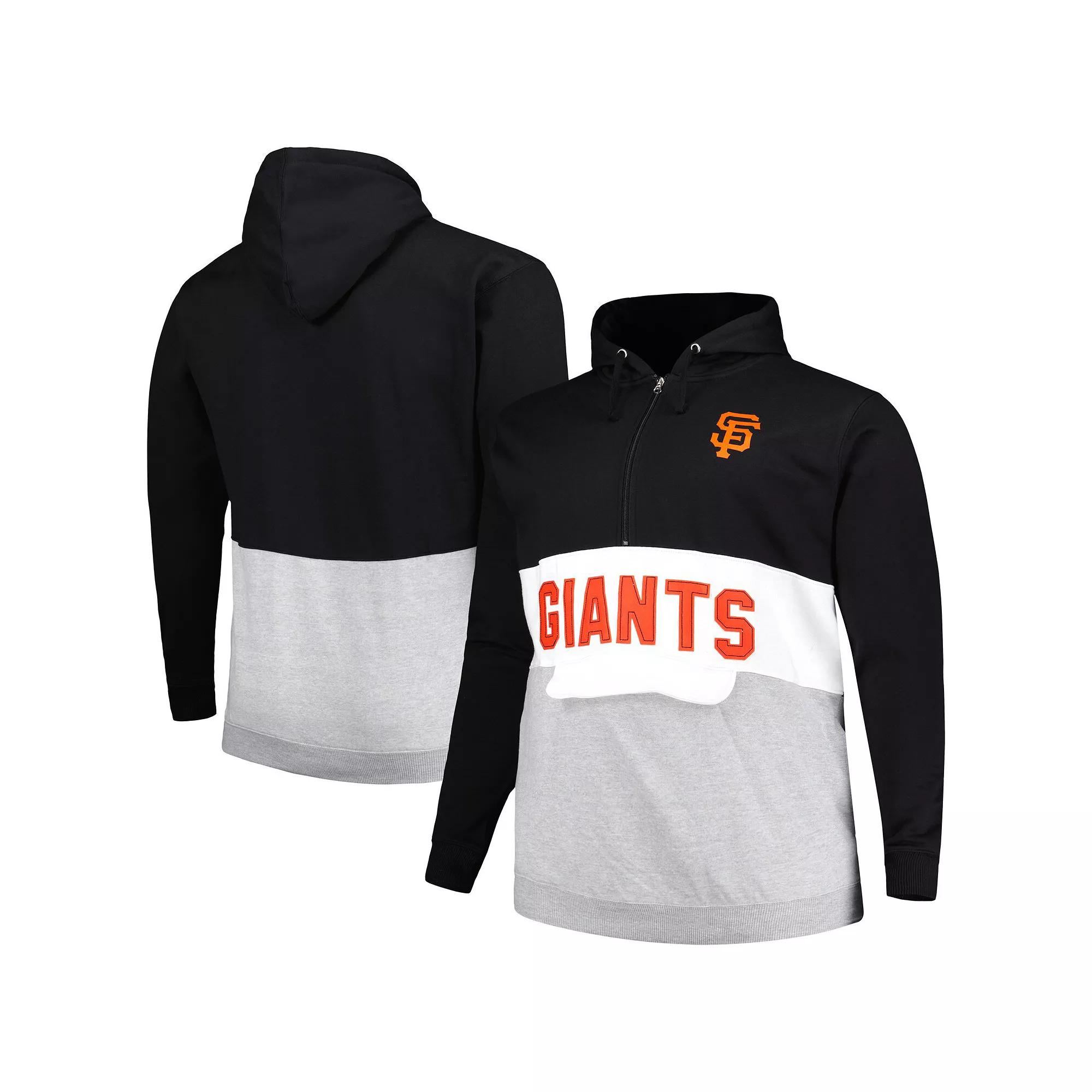 Men's Black/White San Francisco Giants Big & Tall Fleece Half-Zip Hoodie,  Product Image