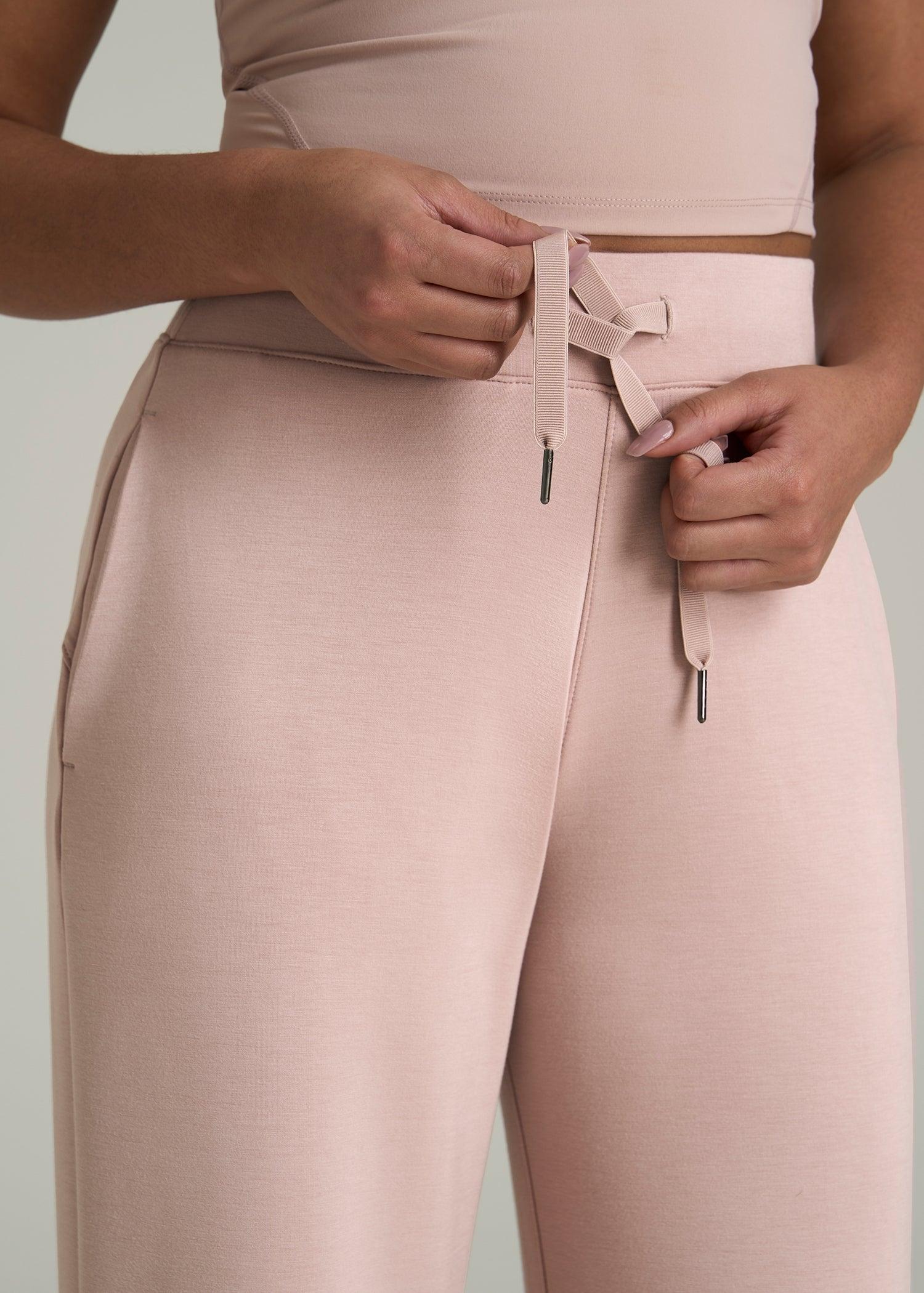 Pull-On Tie Waist Wide Leg Pants for Tall Women in Desert Rose Female Product Image