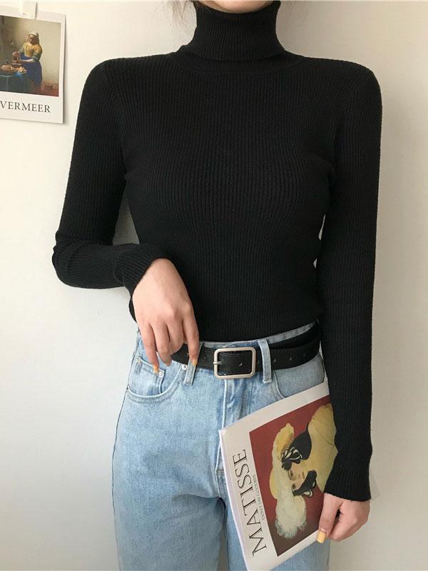 High Neck Jumper Knit Top Product Image