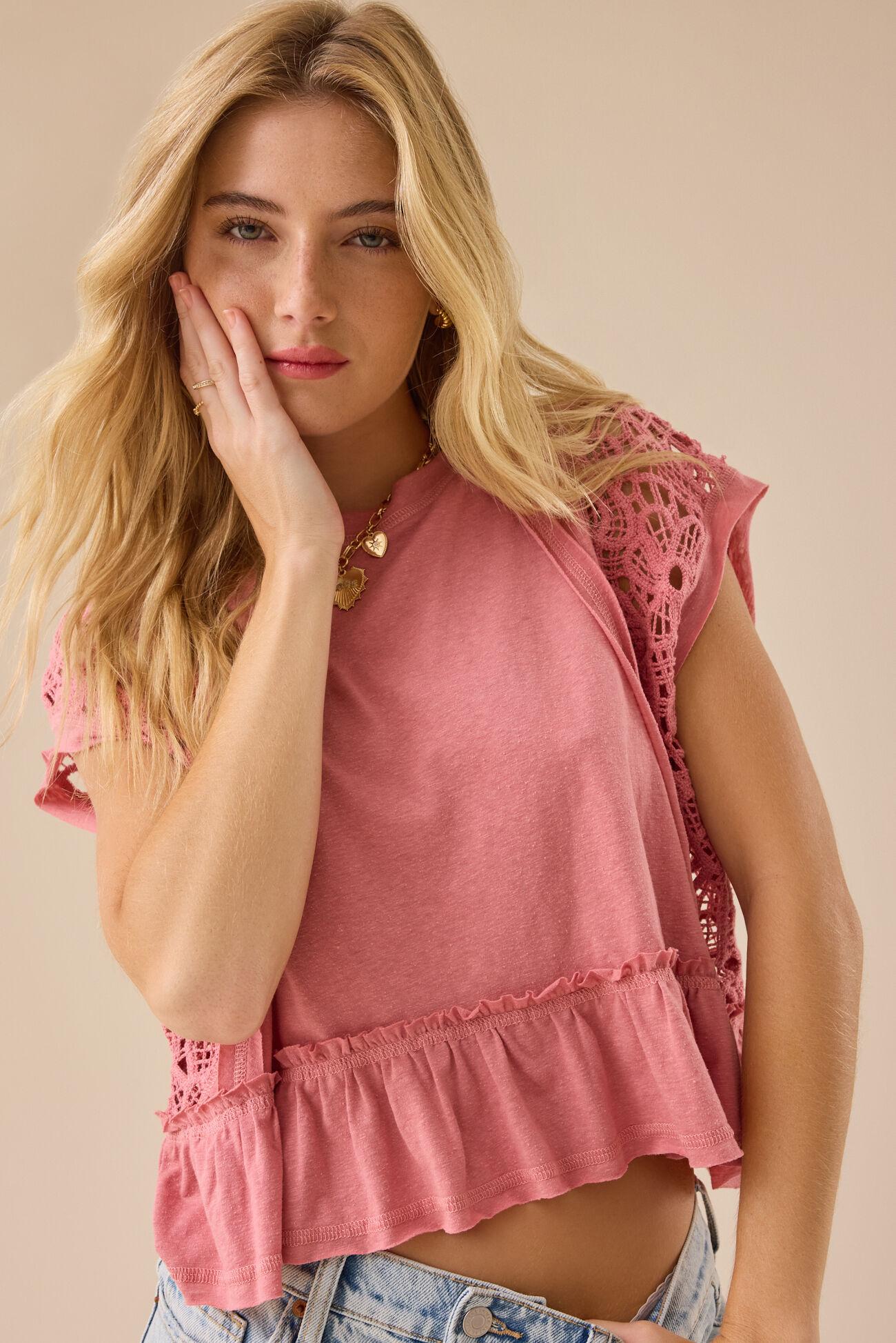 Micah Lace Peplum Top Product Image