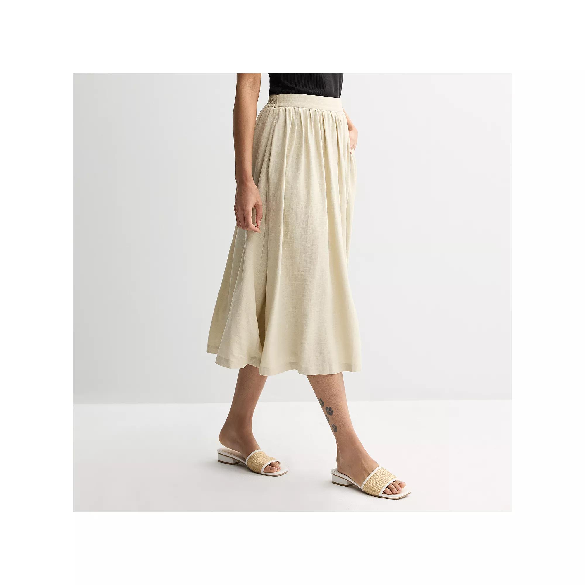 Women's Nine West A-Line Midi Skirt, Size: XL, Beige Product Image
