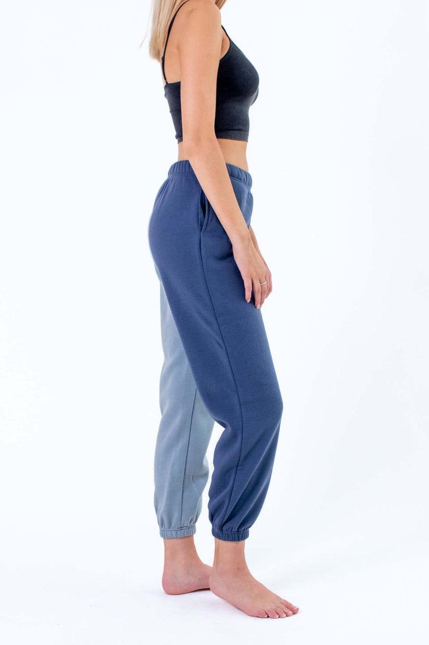 Blue Color Blocked Joggers Product Image
