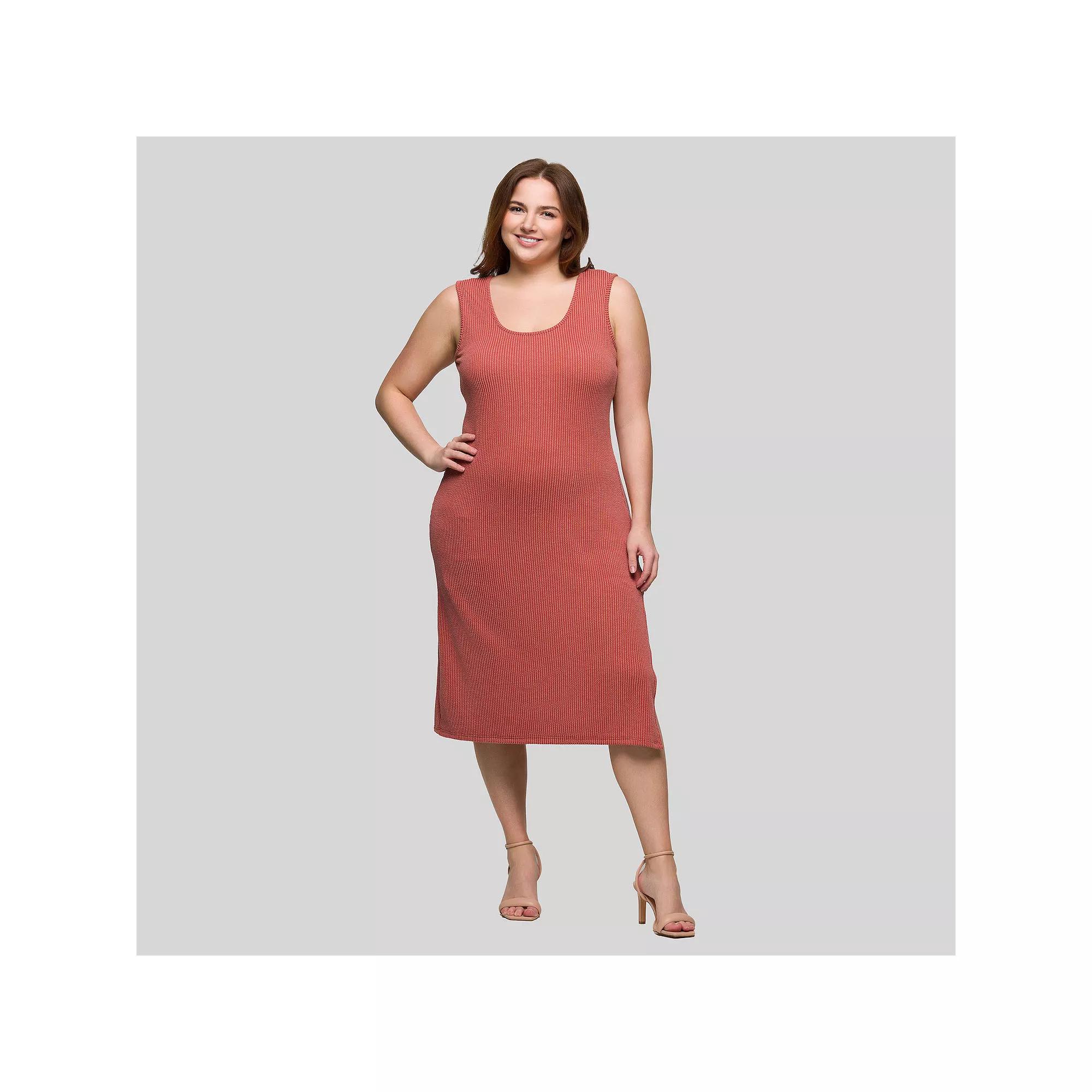 Plus Size 24Seven Comfort Apparel Sleeveless Side Slit Midi Dress, Women's, Size: 1XL, Black Product Image