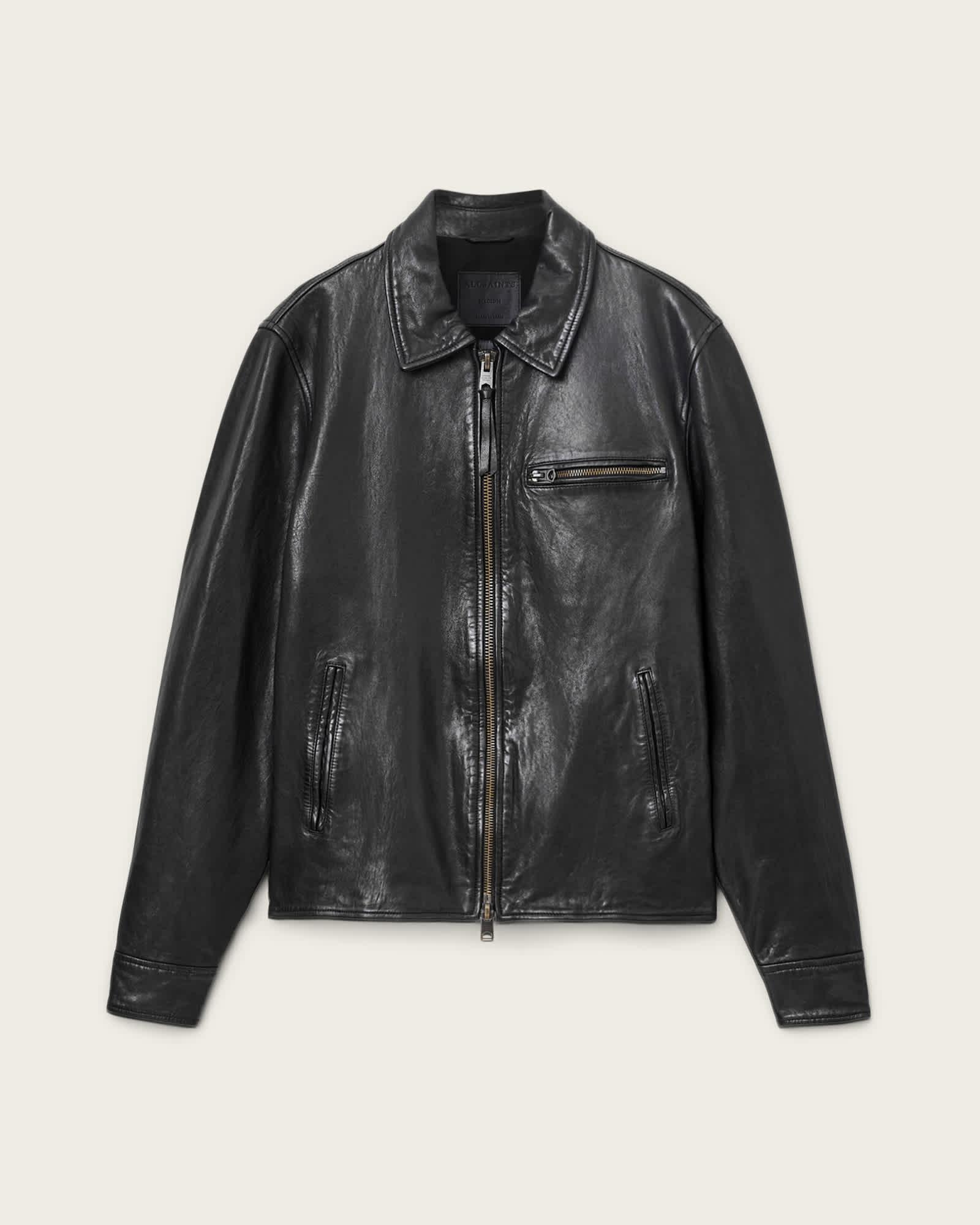 Miller Leather Jacket Black | ALLSAINTS US Product Image