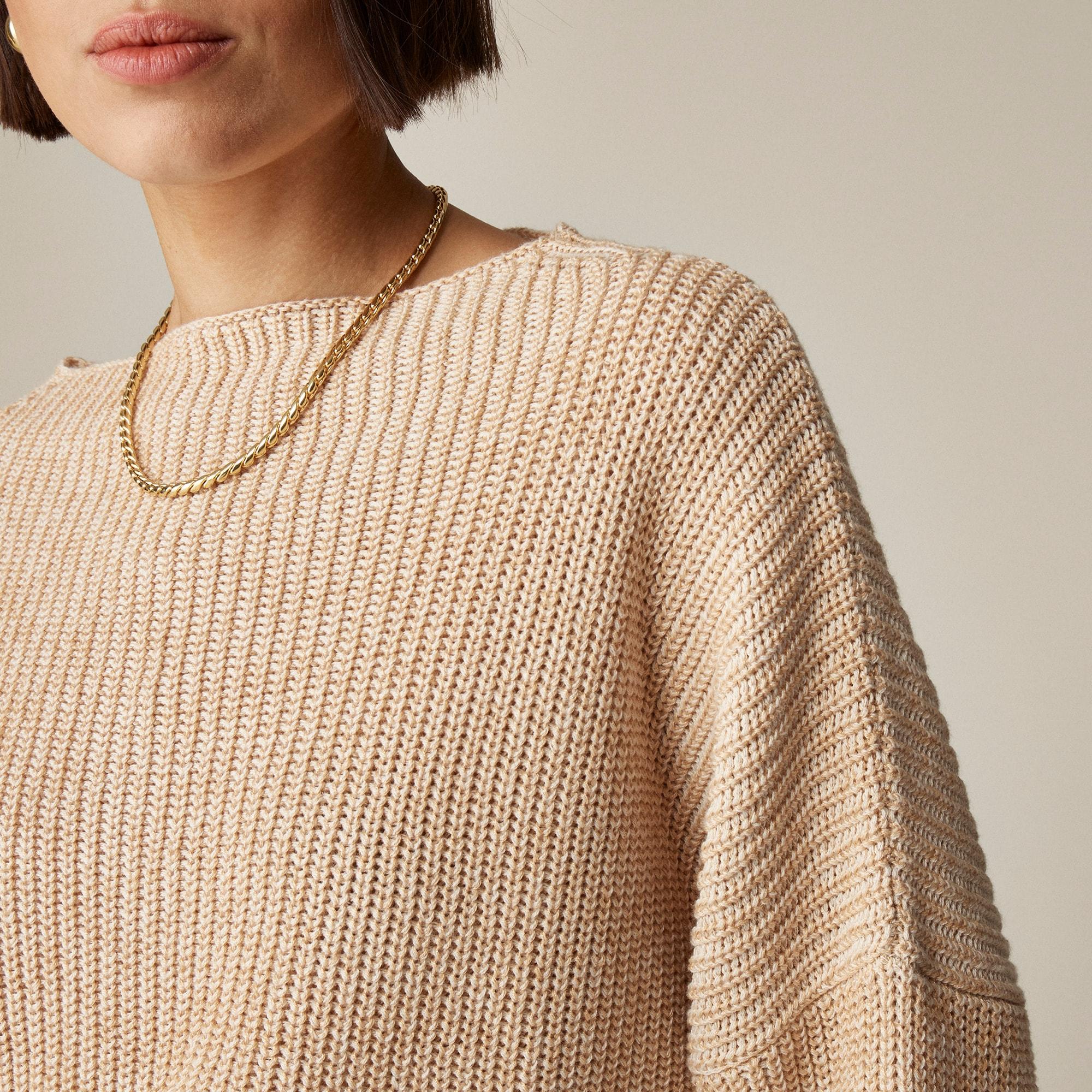 Ribbed funnelneck sweater in linen-cotton blend Product Image