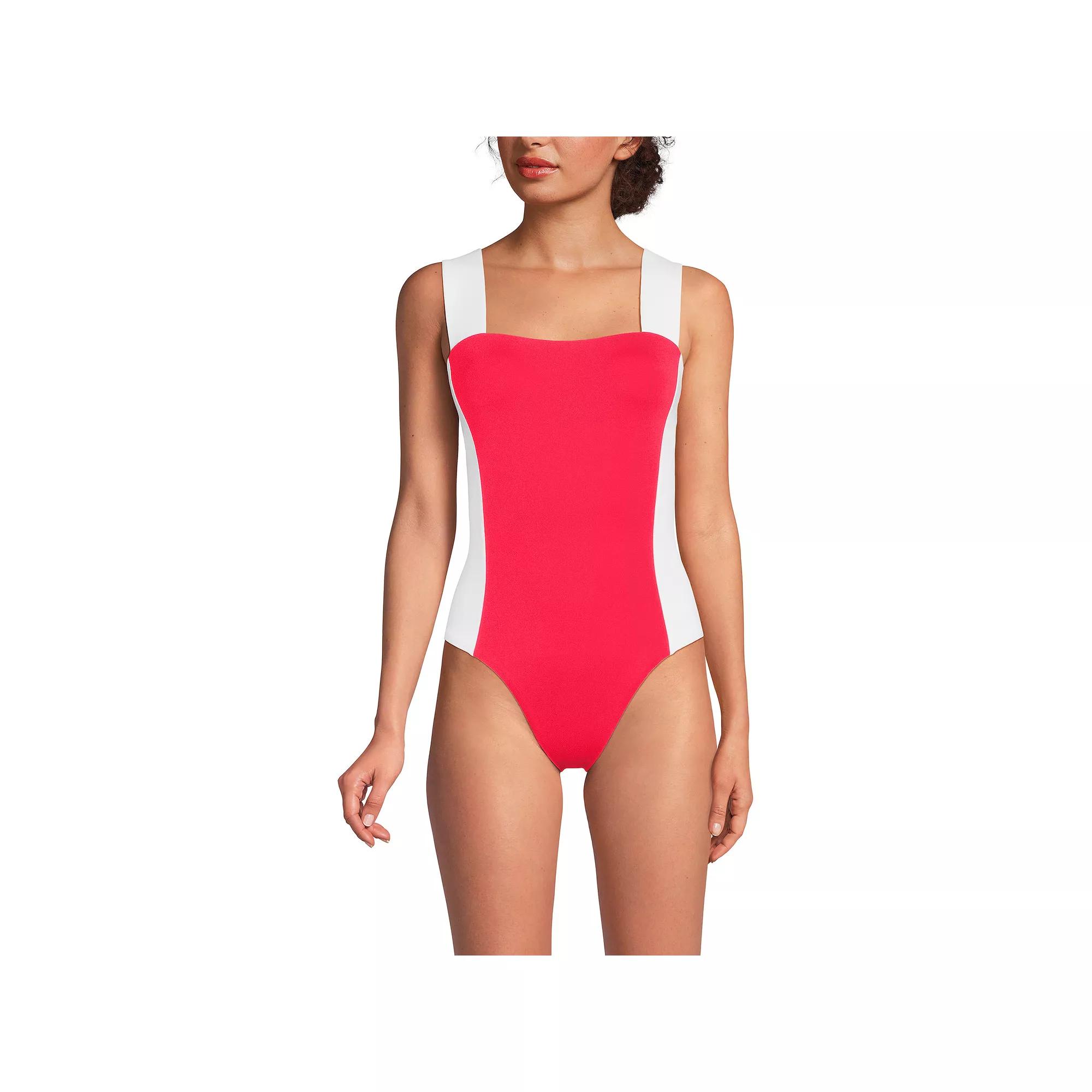 Women's Lands' End Square Neck High Leg One-Piece Swimsuit,  Product Image