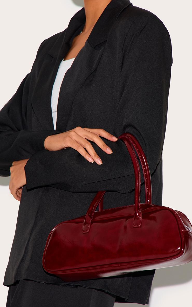 Burgundy Patent PU Baguette Shoulder Bag Product Image