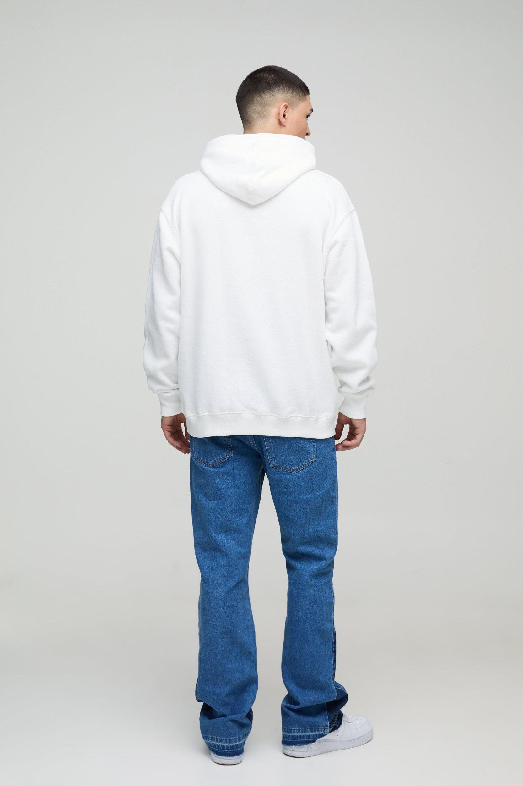 Slim Rigid Flare Embroidery Paint Splatter Gusset Denim Jeans | boohooMAN USA Product Image